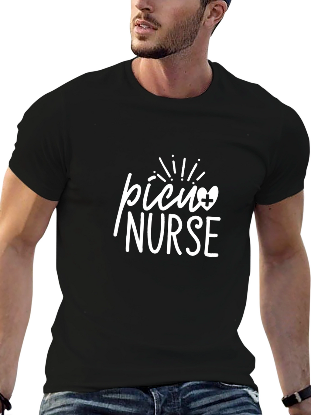 PICU Nurse Graphic Tee - Unisex Black Cotton T-Shirt
