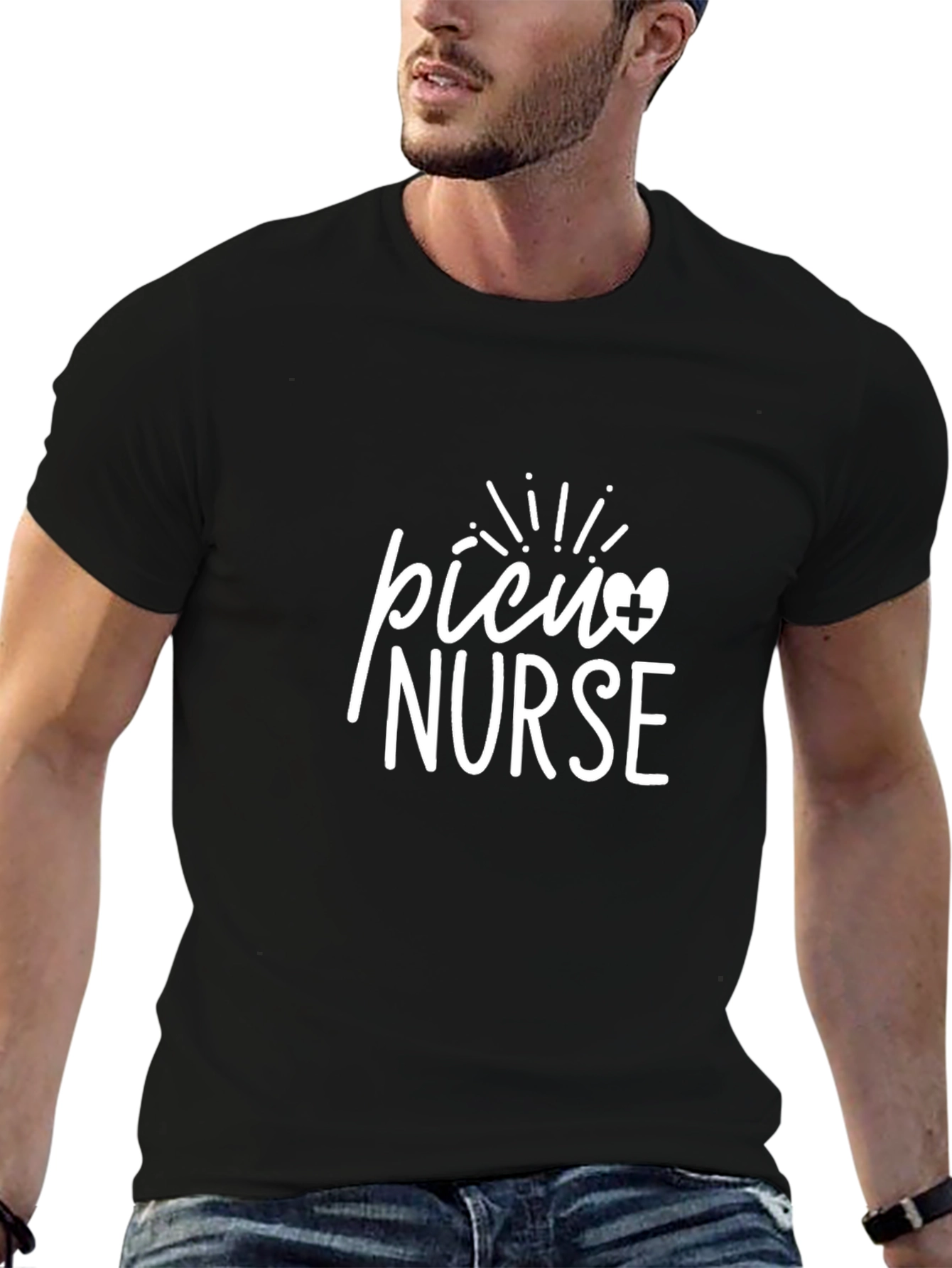 PICU Nurse Graphic Tee - Unisex Black Cotton T-Shirt