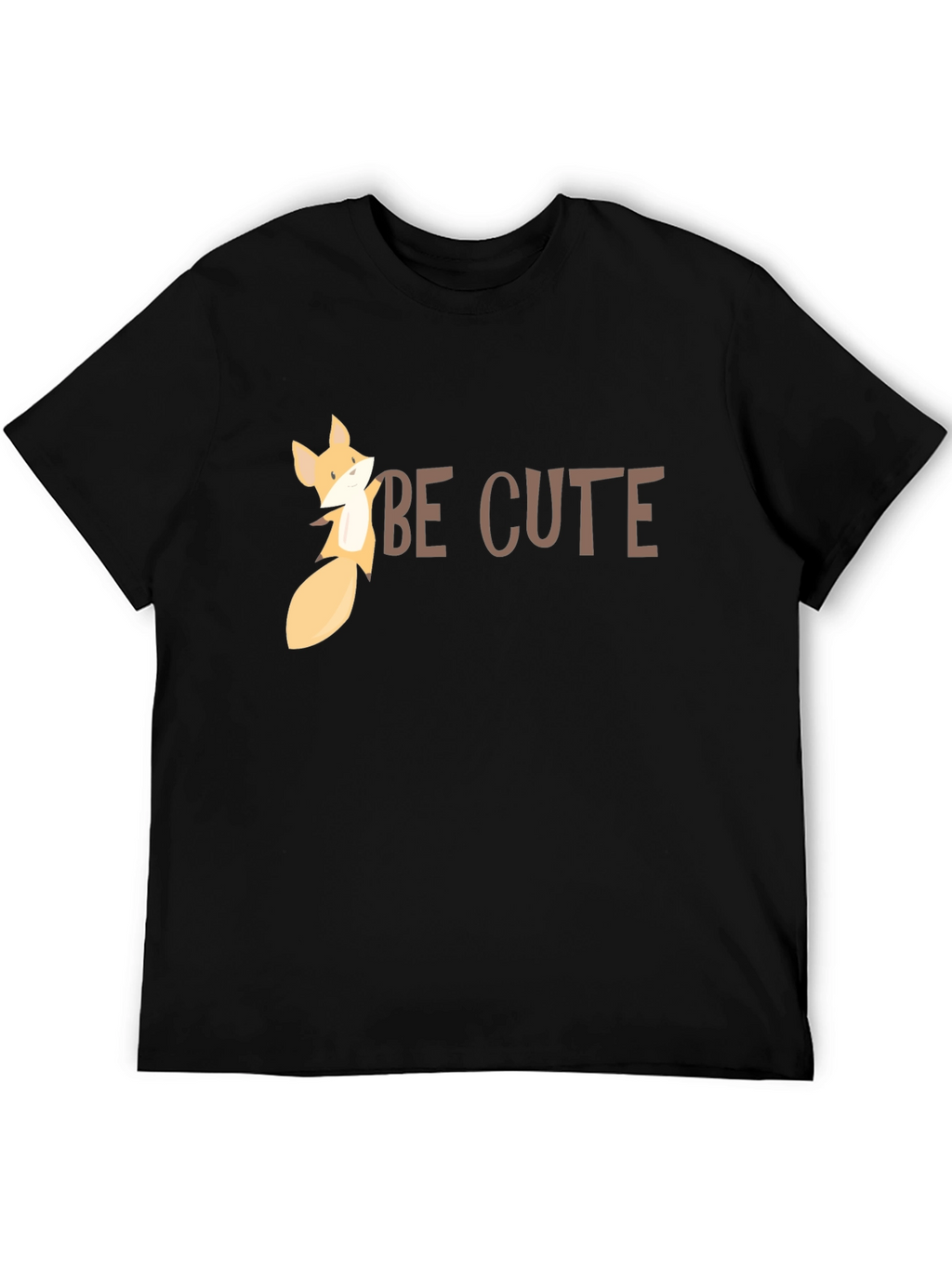 Be Cute Fox Graphic Tee - Black Cotton T-Shirt