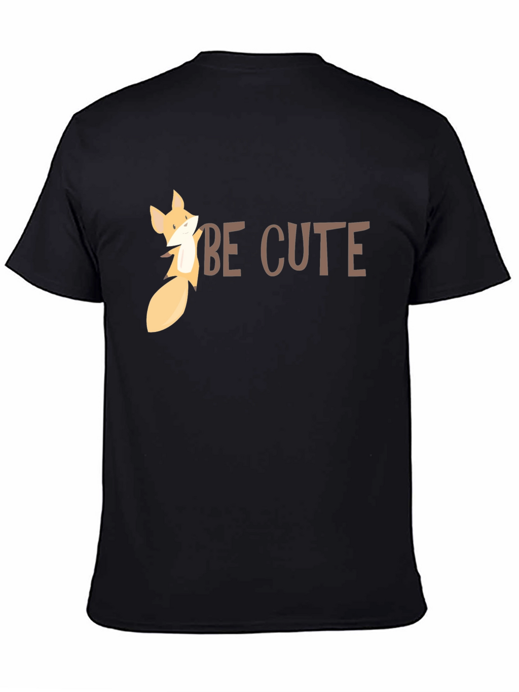 Be Cute Fox Graphic Tee - Black Cotton T-Shirt