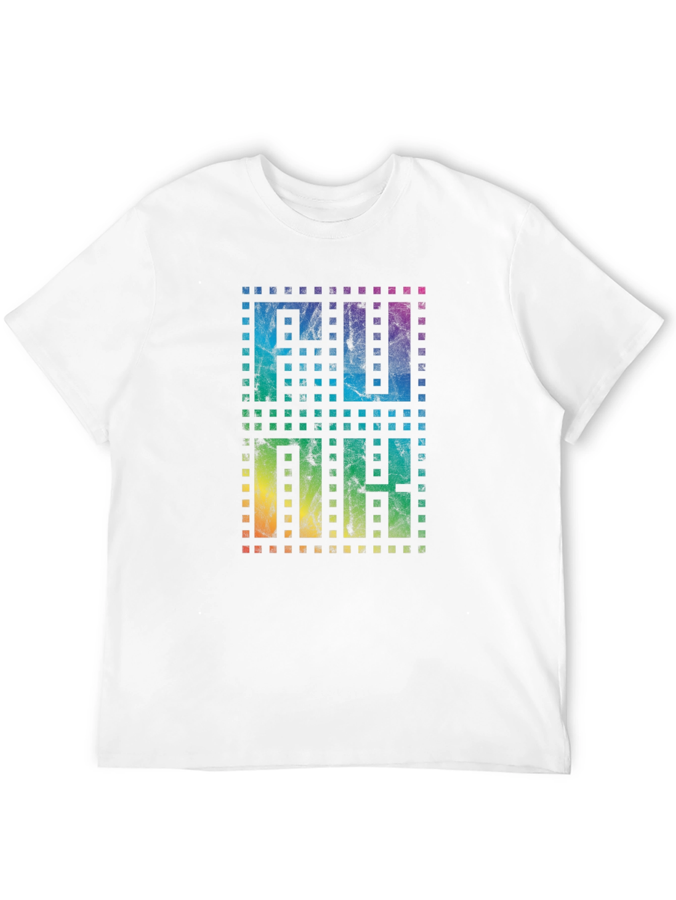 Retro Pixel Rainbow Text Black T-Shirt