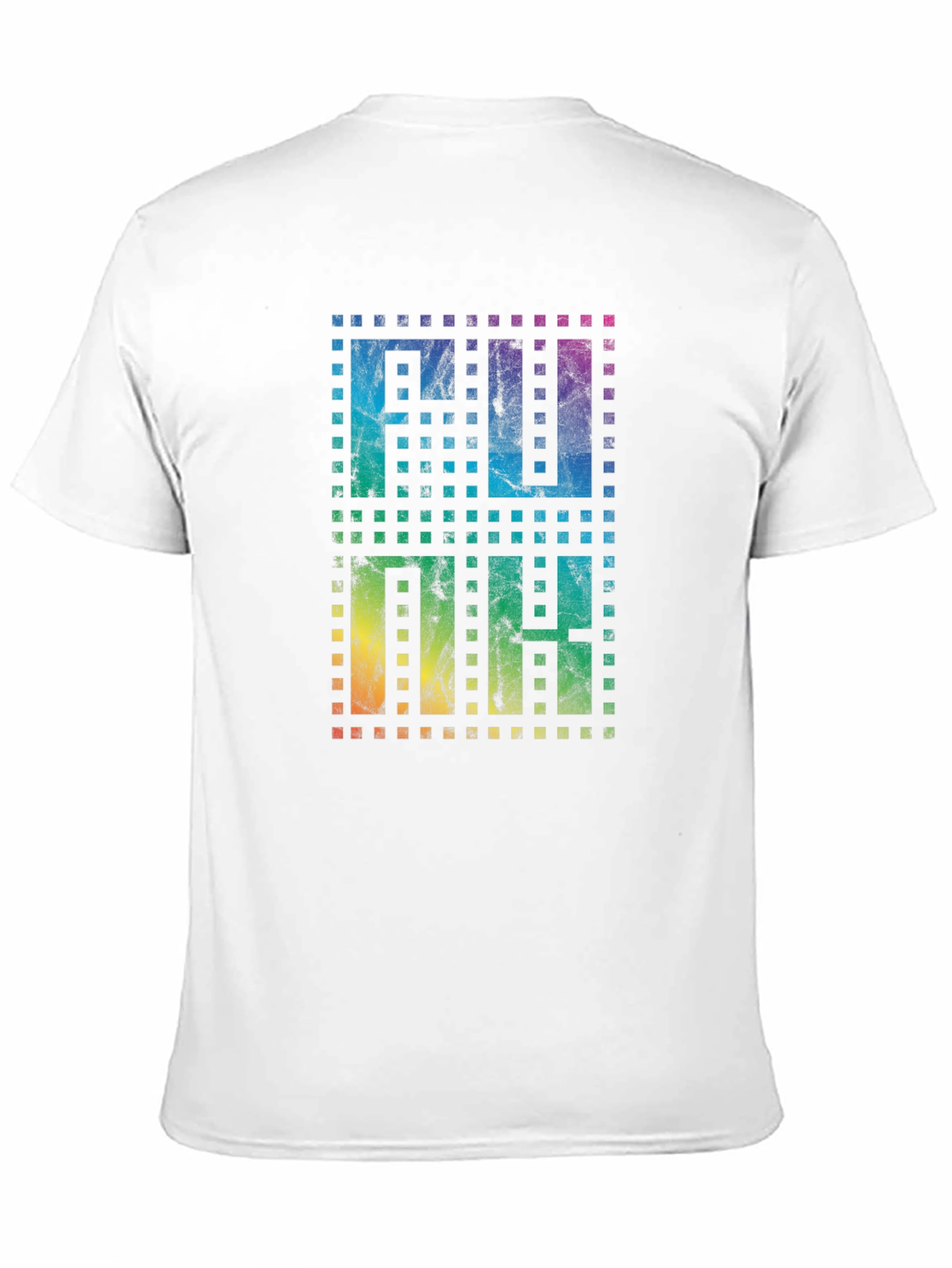 Retro Pixel Rainbow Text Black T-Shirt