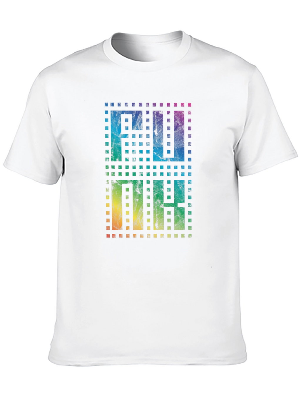 Retro Pixel Rainbow Text Black T-Shirt