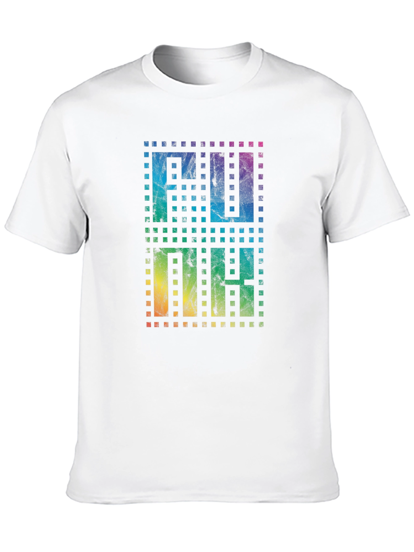 Retro Pixel Rainbow Text Black T-Shirt