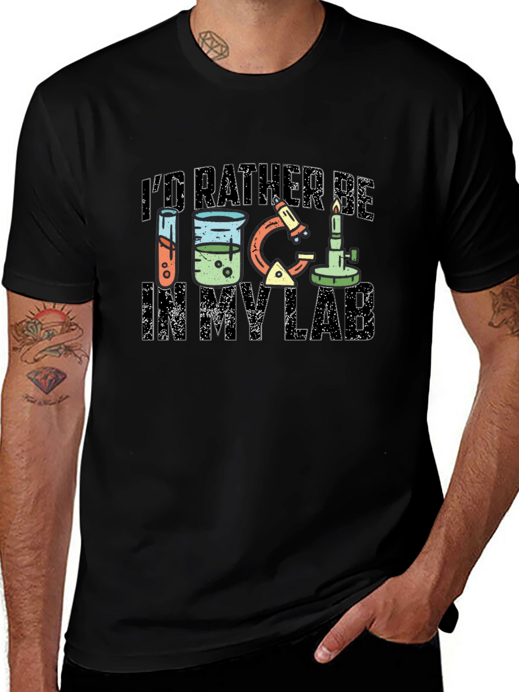 Id Rather Be In My Lab Black T-Shirt