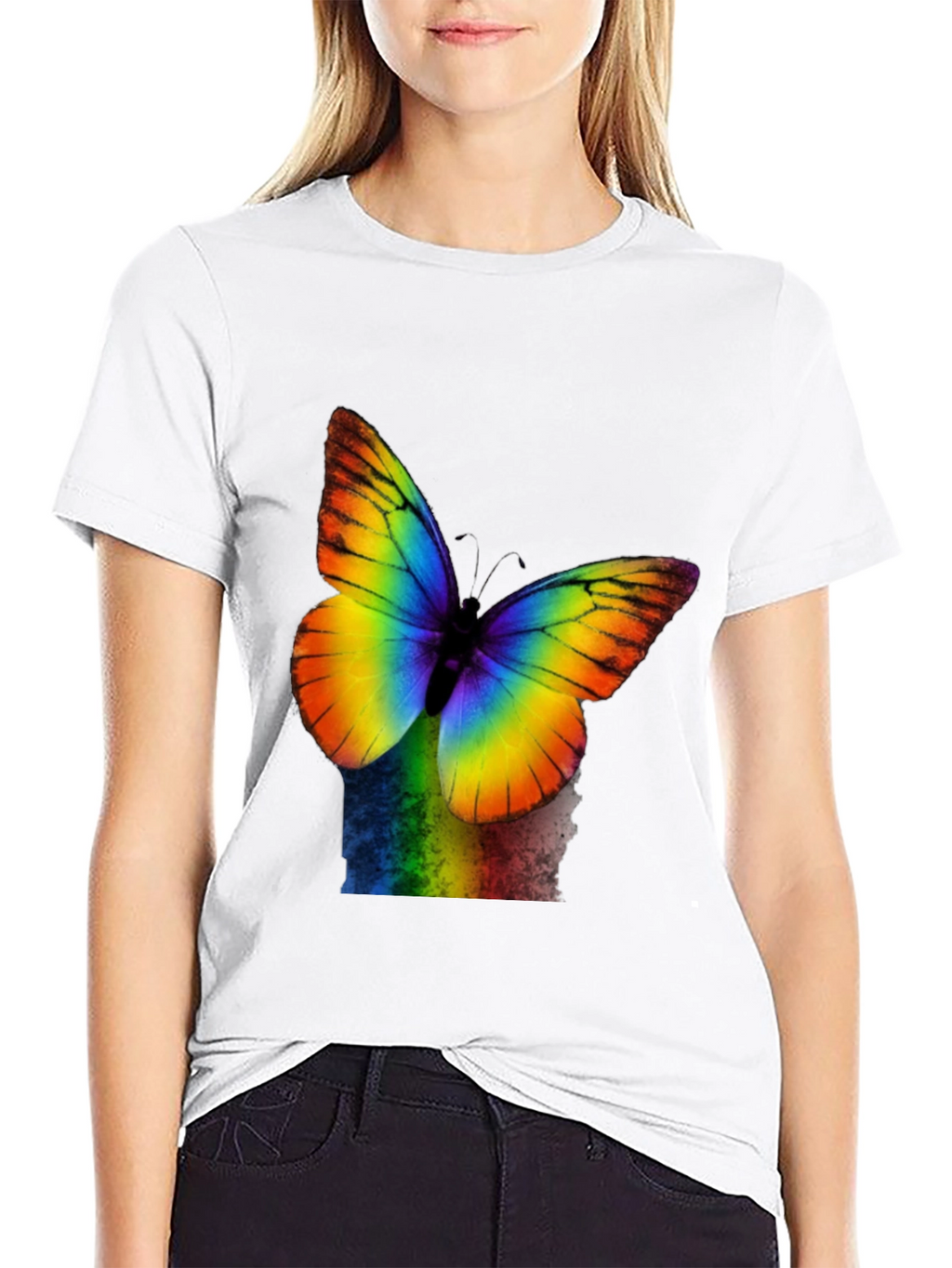 Rainbow Butterfly Graphic T-Shirt