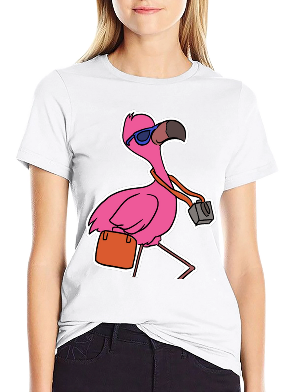 Flamingo Tourist Graphic Tee - Quirky Vacation Vibes
