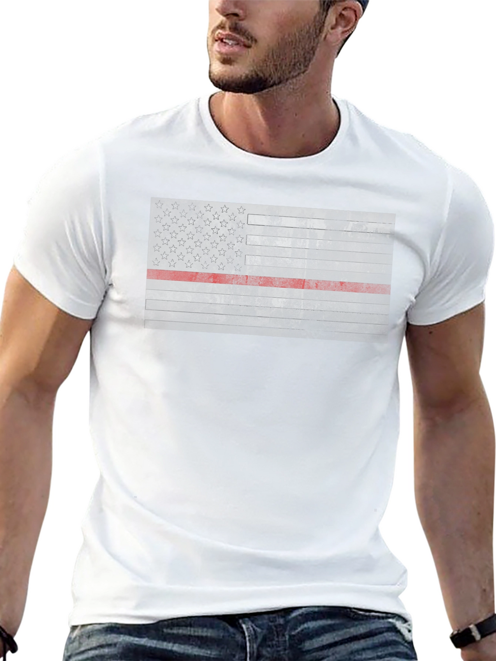 Thin Red Line American Flag Graphic Tee