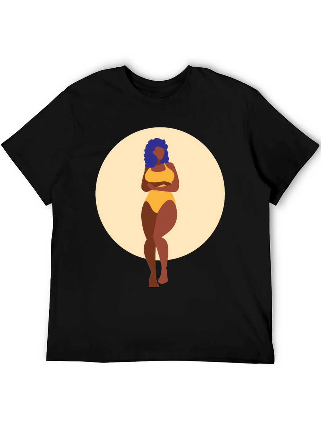 Black Graphic Tee - Curvy Woman Art Print
