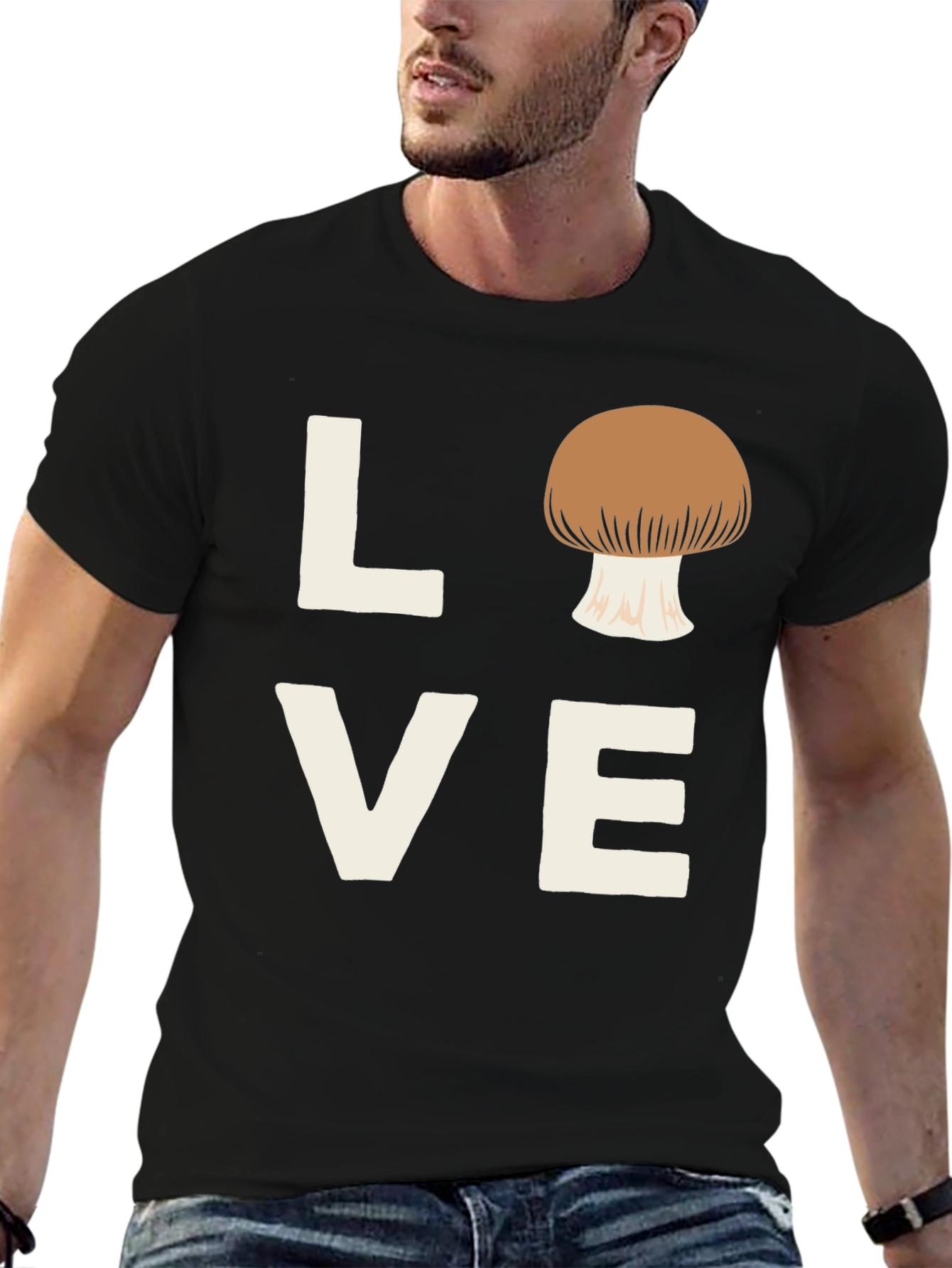 Love Mushroom Black T-Shirt