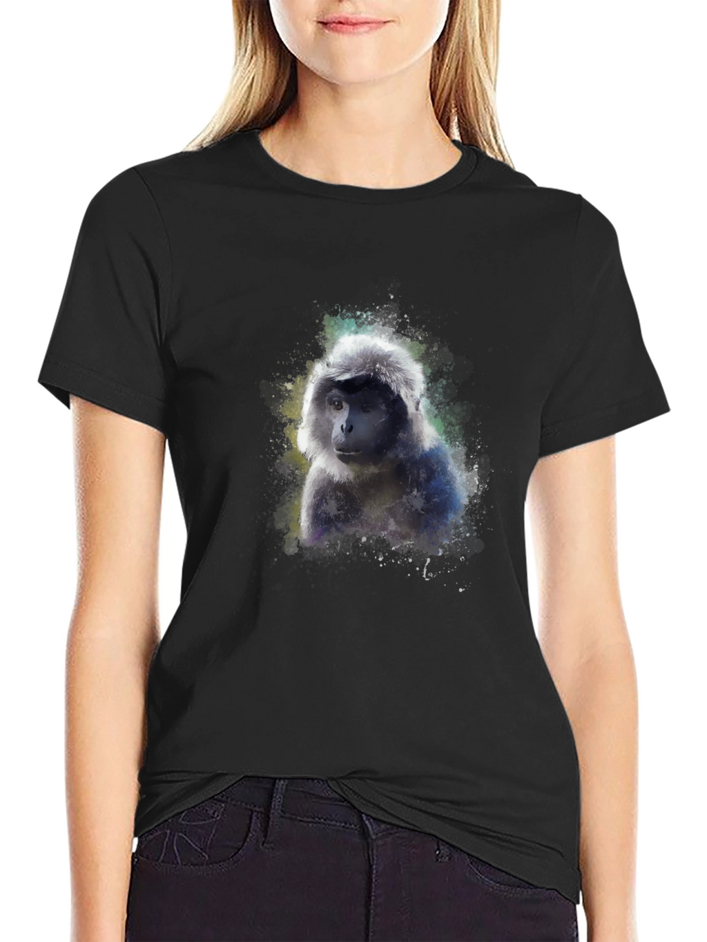 Monkey Graphic Black T-Shirt - Unique Artistic Design