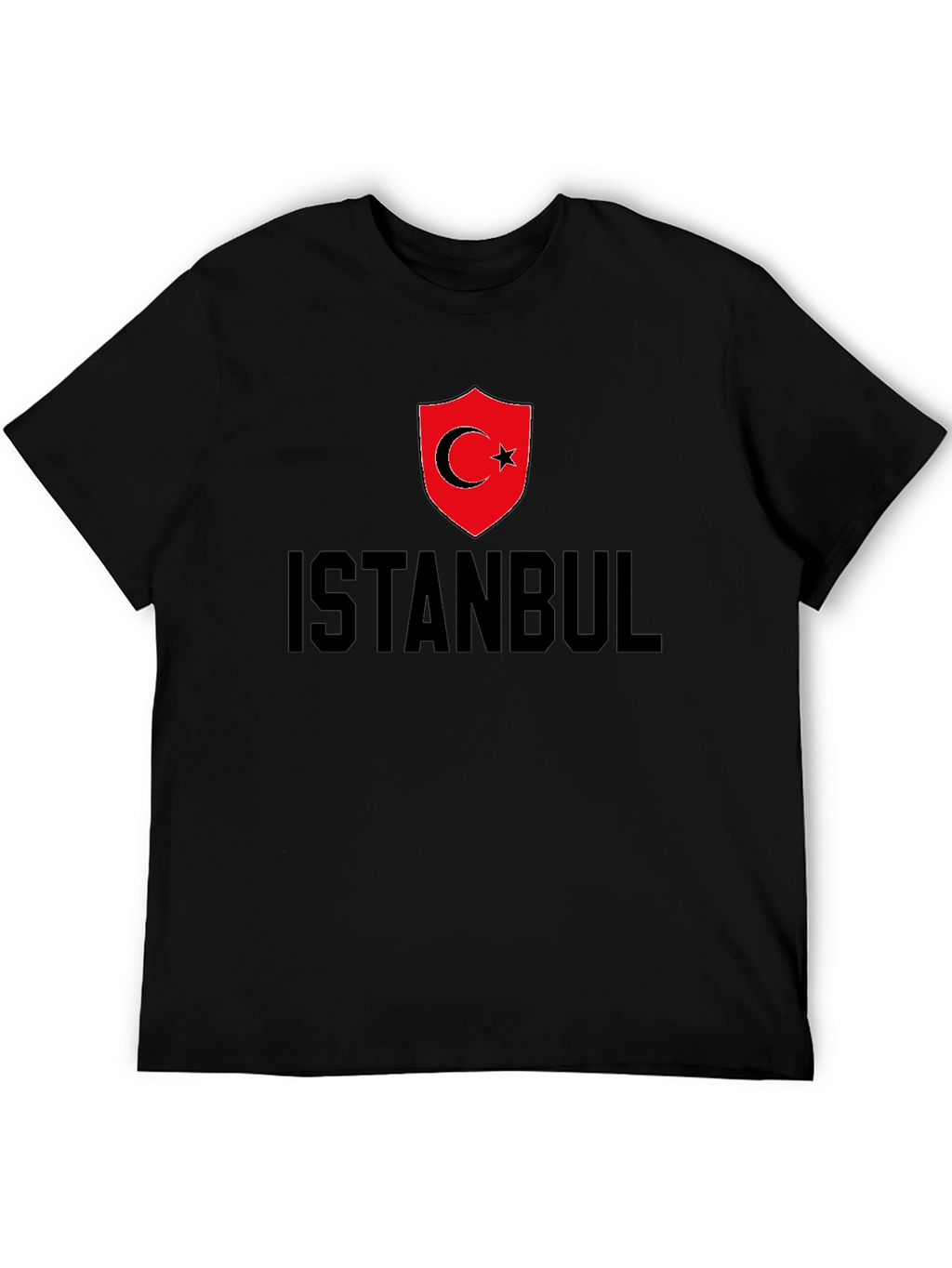 Istanbul Turkey Flag Graphic Tee - Black Cotton T-Shirt