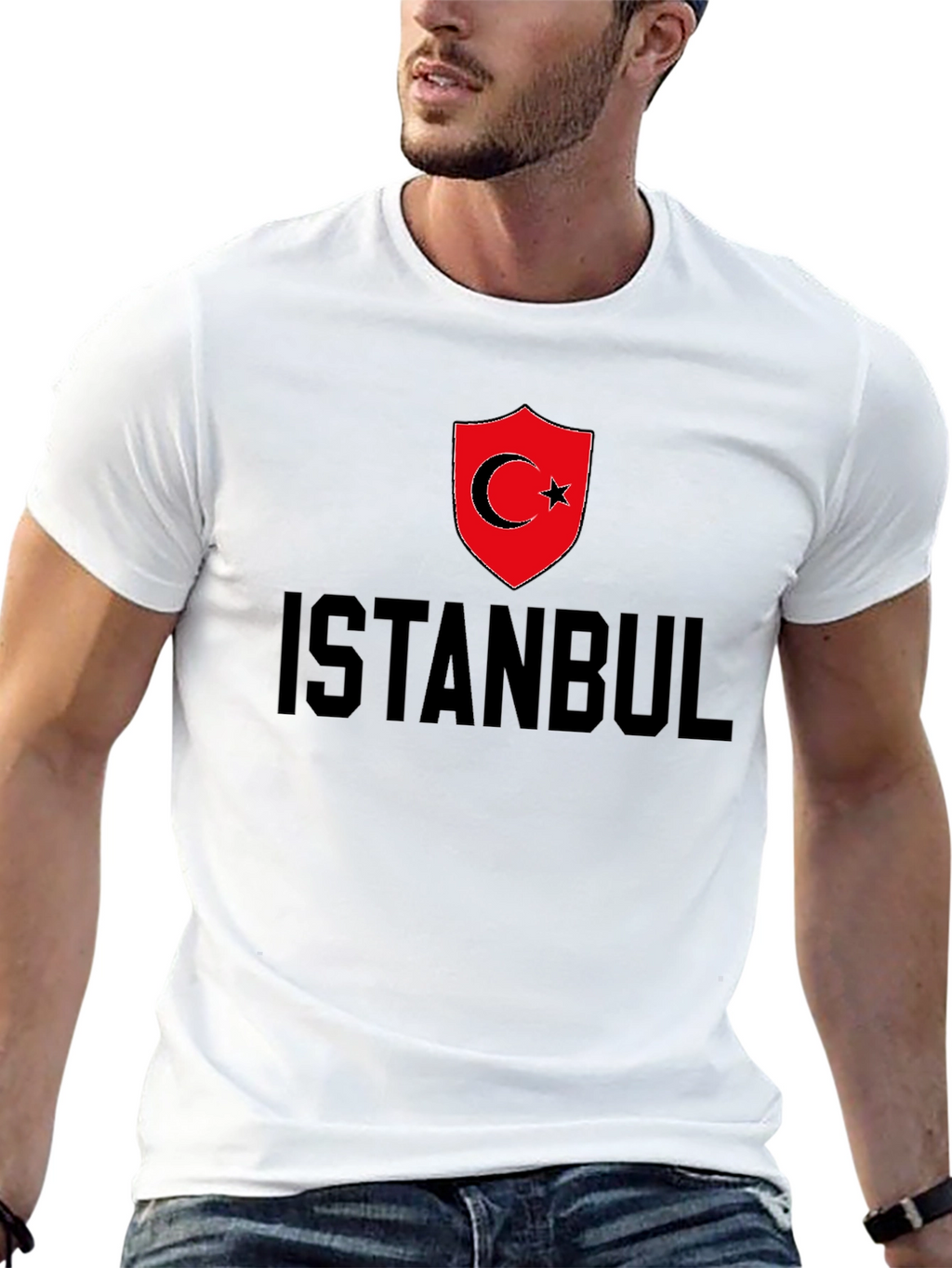 Istanbul Turkey Flag Graphic Tee - Black Cotton T-Shirt
