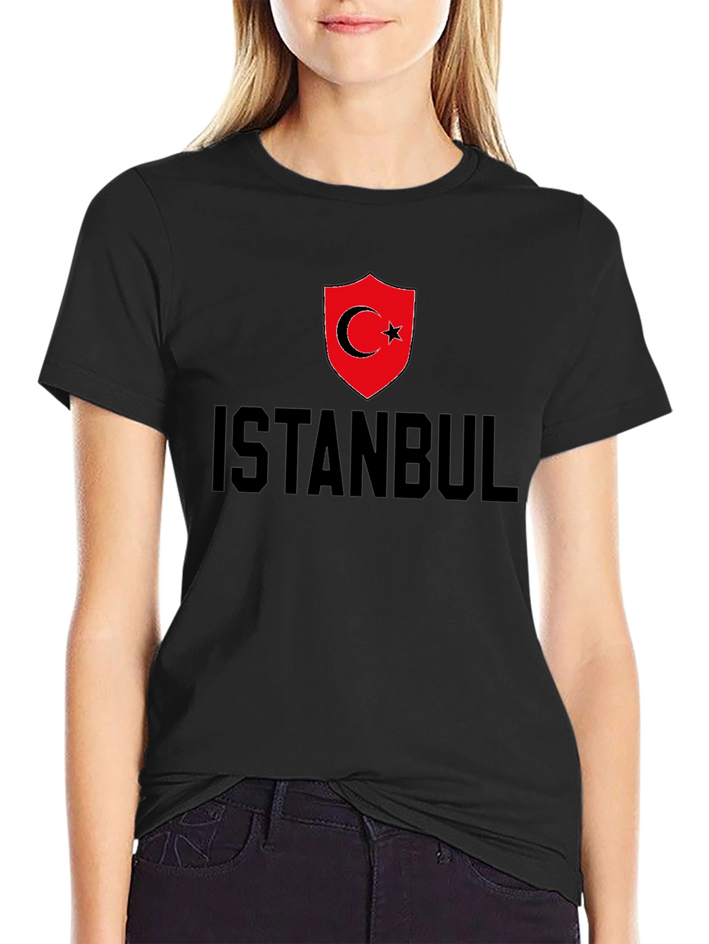Istanbul Turkey Flag Graphic Tee - Black Cotton T-Shirt
