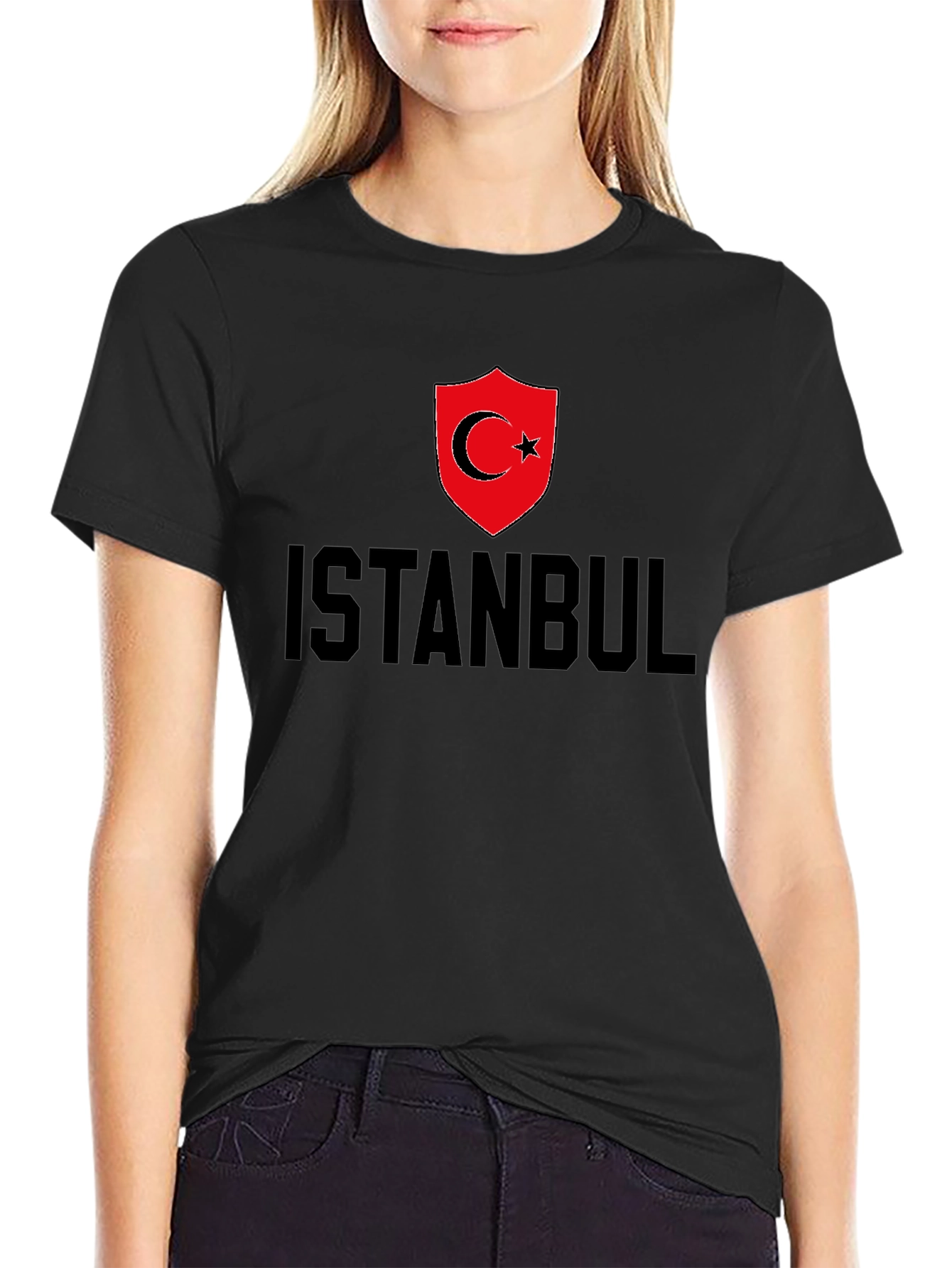 Istanbul Turkey Flag Graphic Tee - Black Cotton T-Shirt