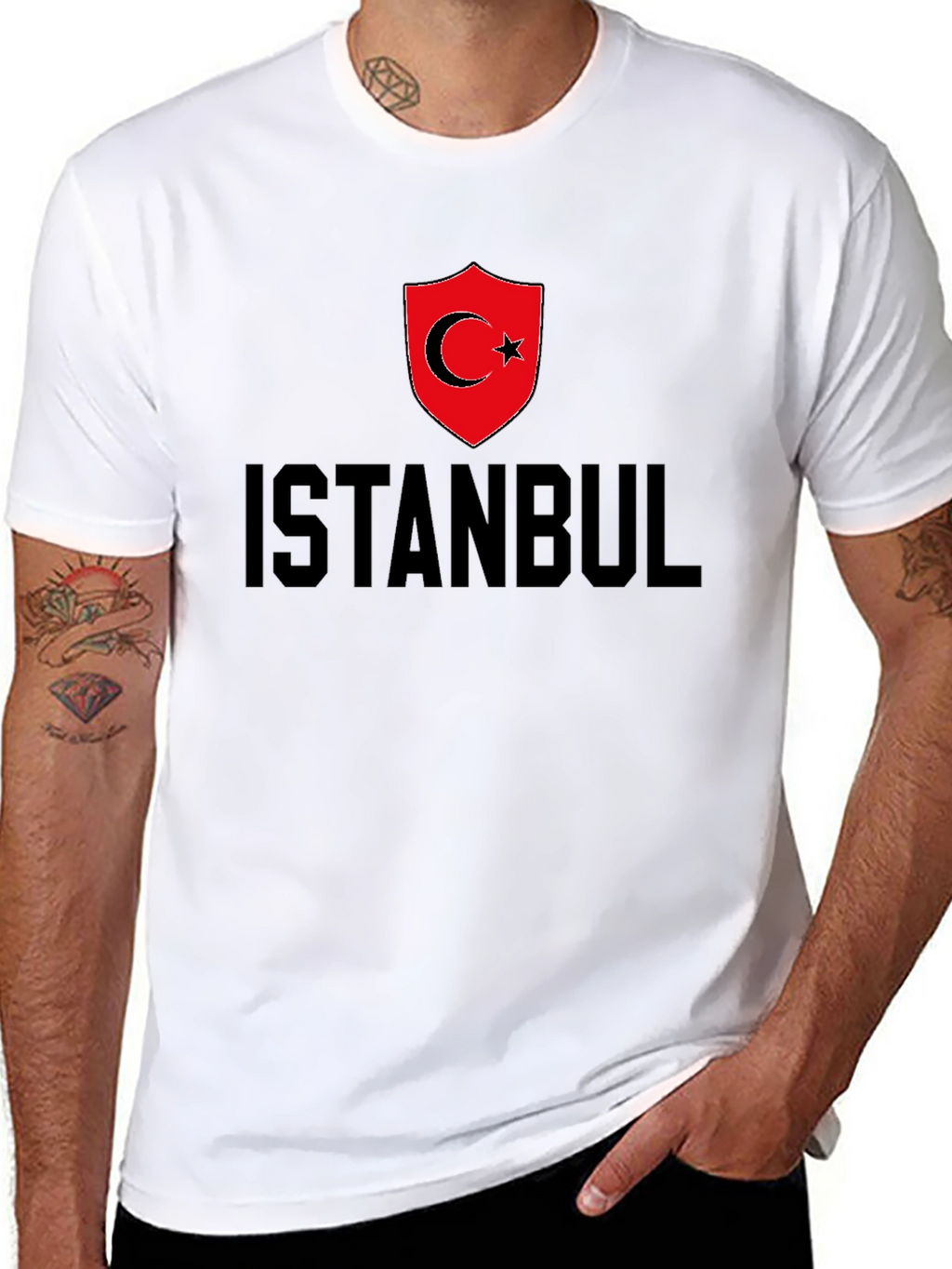 Istanbul Turkey Flag Graphic Tee - Black Cotton T-Shirt