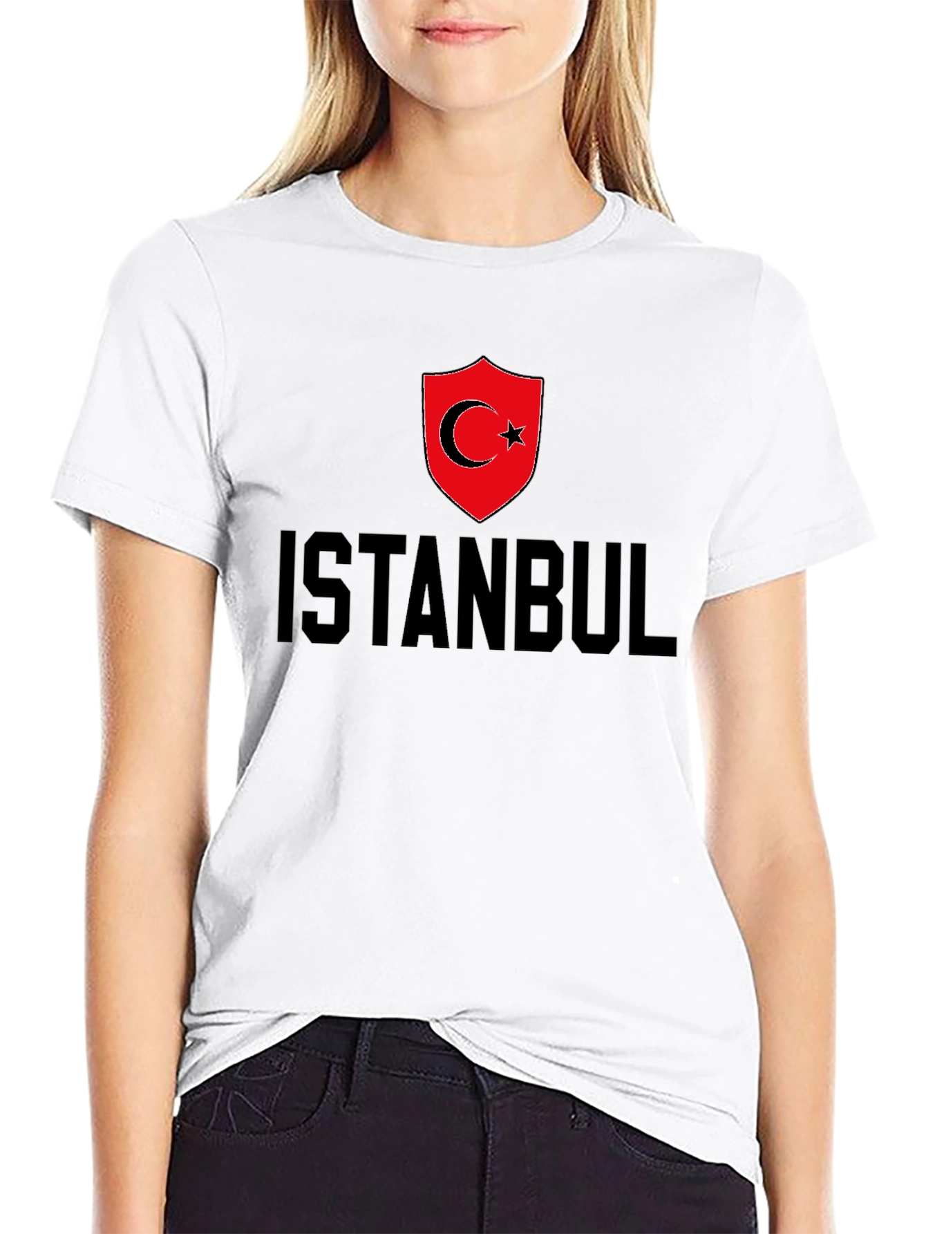 Istanbul Turkey Flag Graphic Tee - Black Cotton T-Shirt