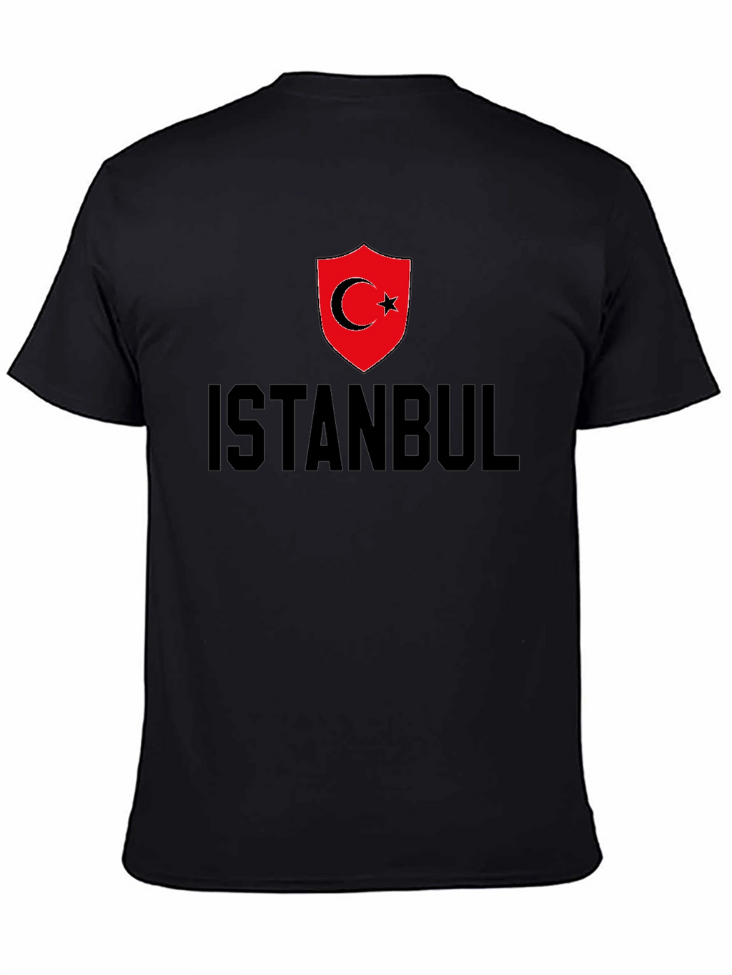 Istanbul Turkey Flag Graphic Tee - Black Cotton T-Shirt