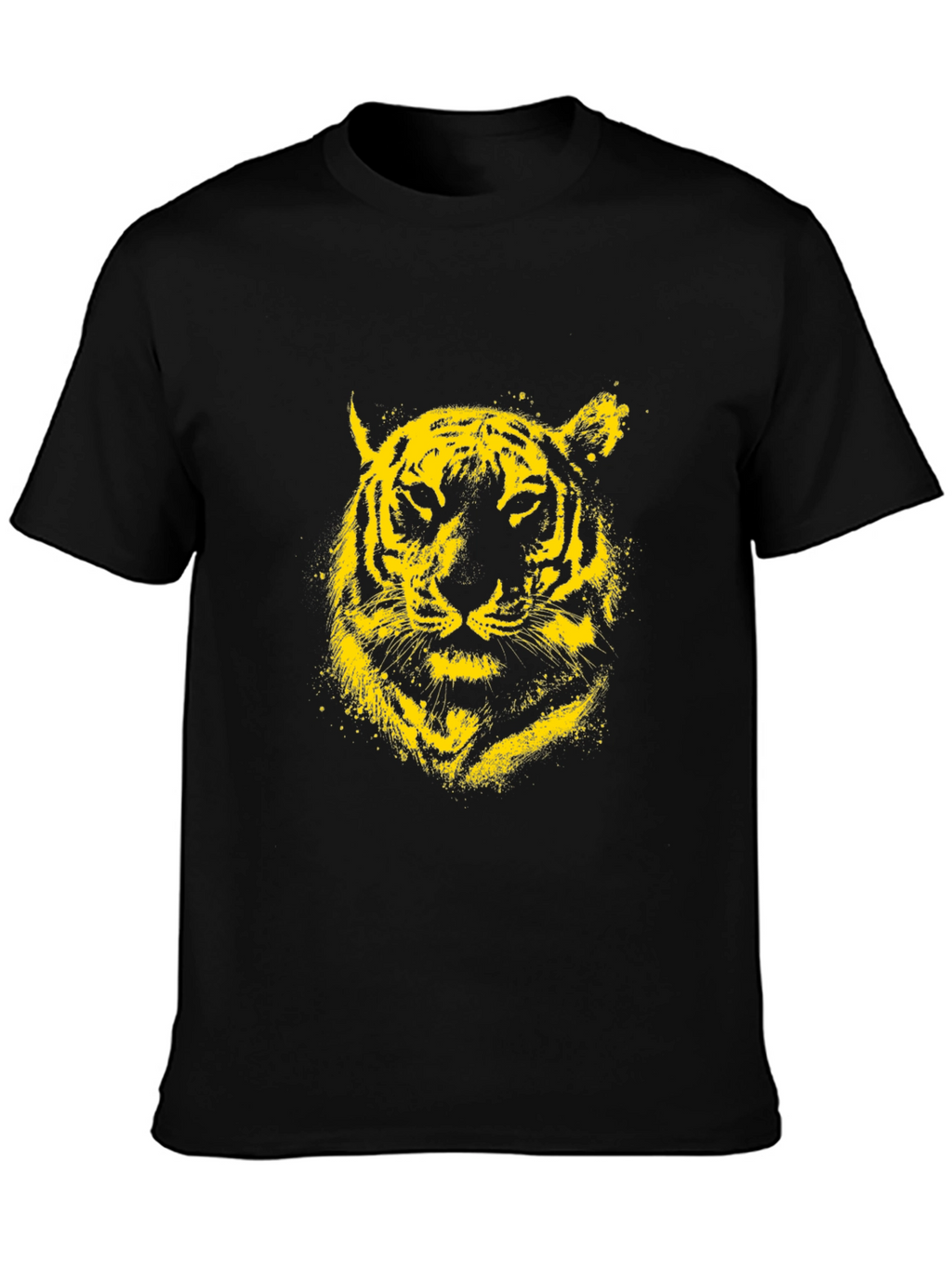 Yellow Tiger Graphic Black T-Shirt