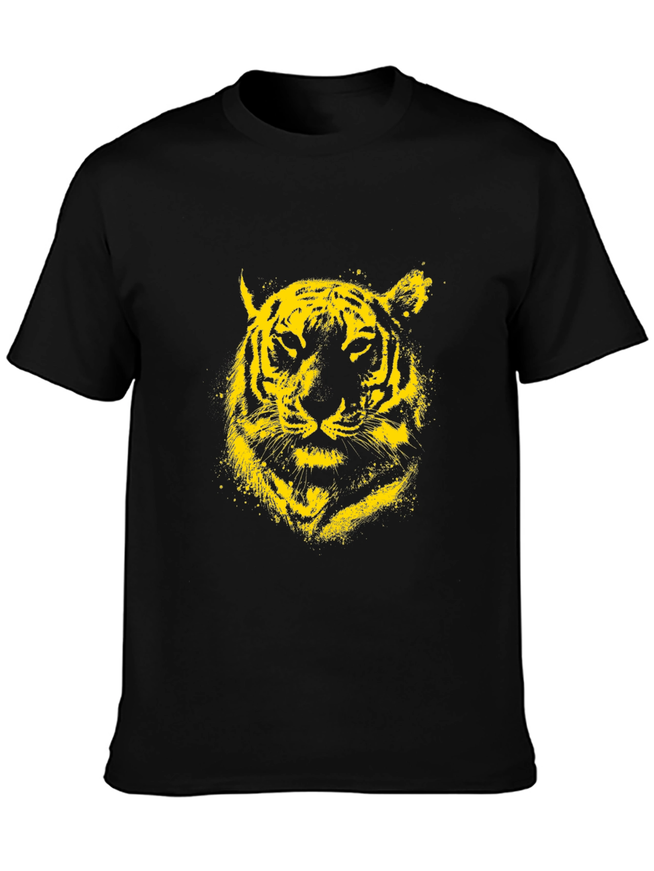 Yellow Tiger Graphic Black T-Shirt