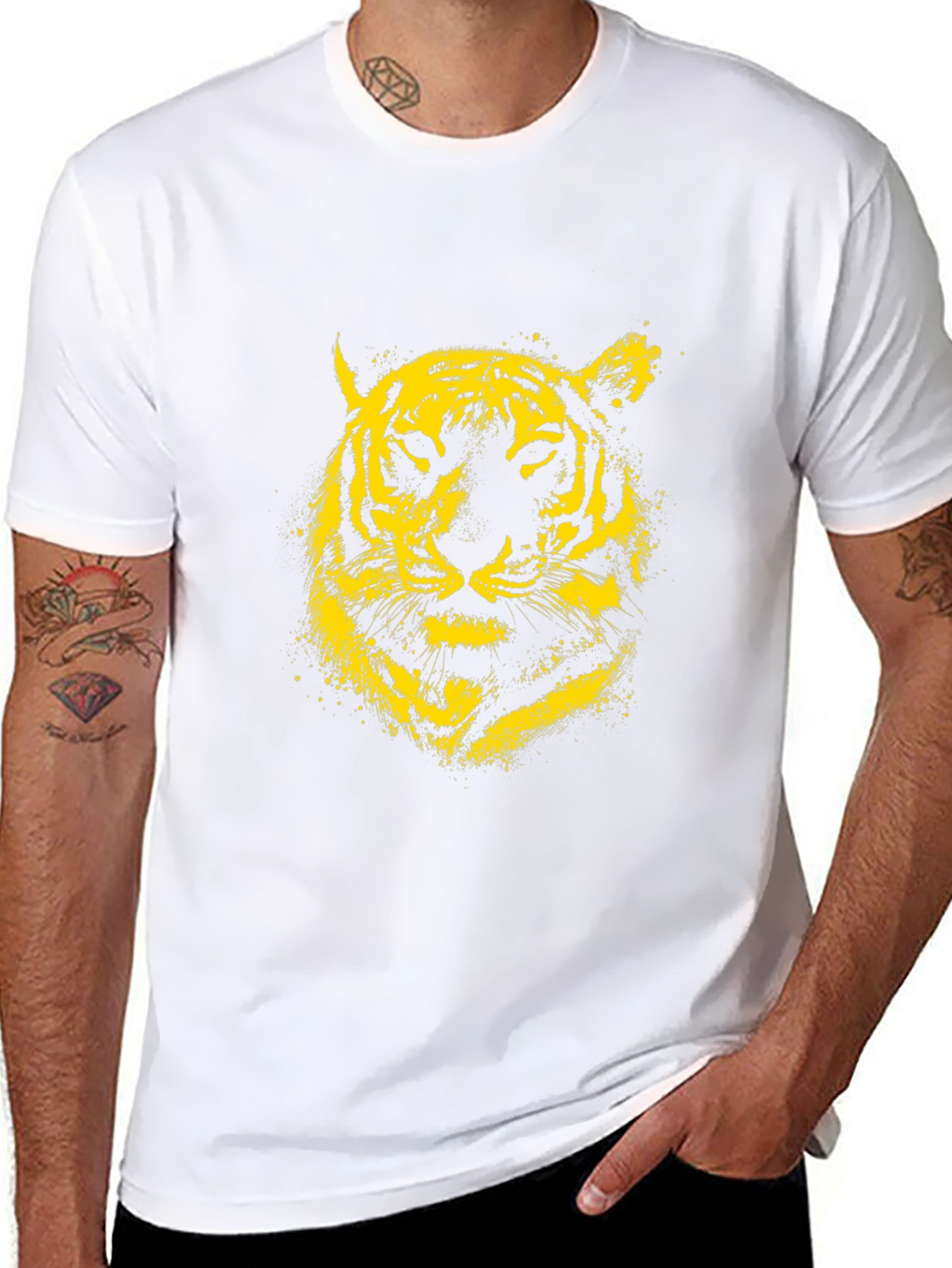 Yellow Tiger Graphic Black T-Shirt