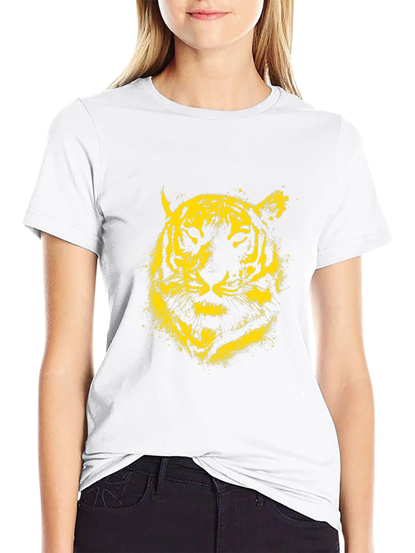 Yellow Tiger Graphic Black T-Shirt