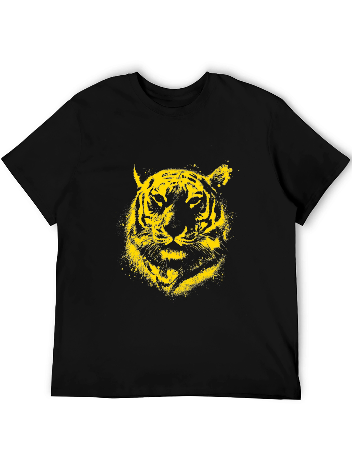 Yellow Tiger Graphic Black T-Shirt