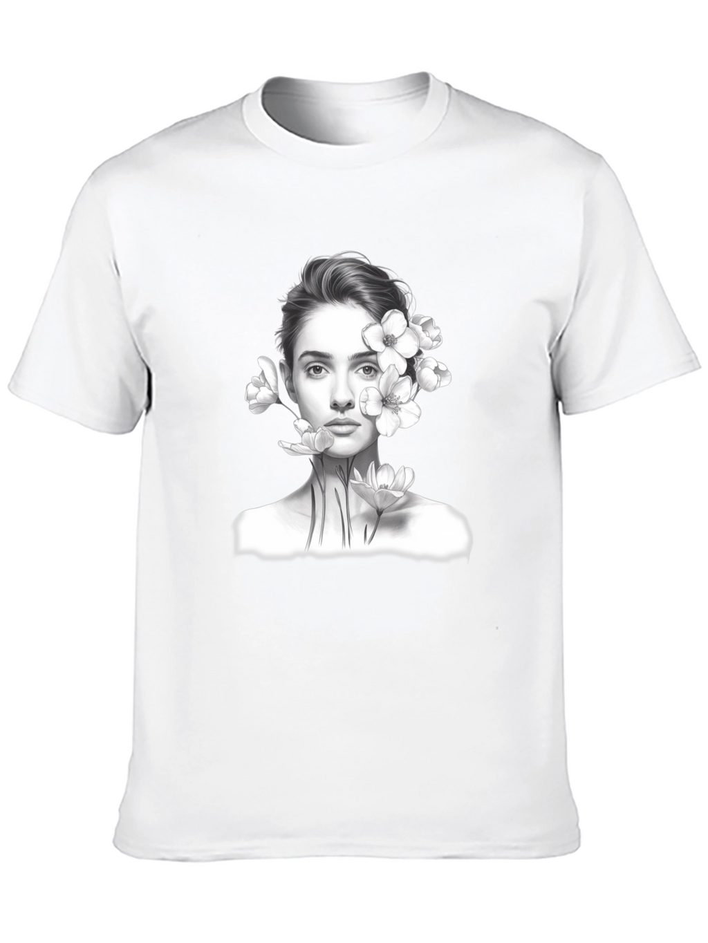 Floral Portrait Graphic Tee - Black