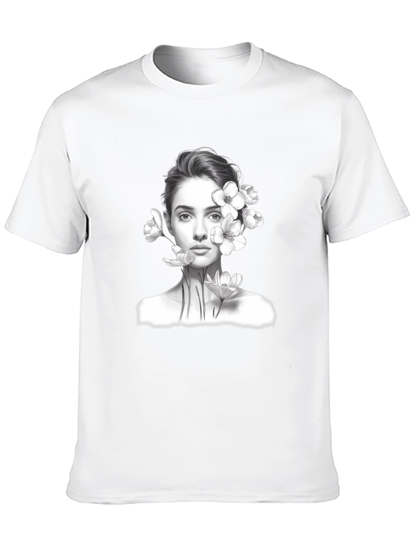 Floral Portrait Graphic Tee - Black