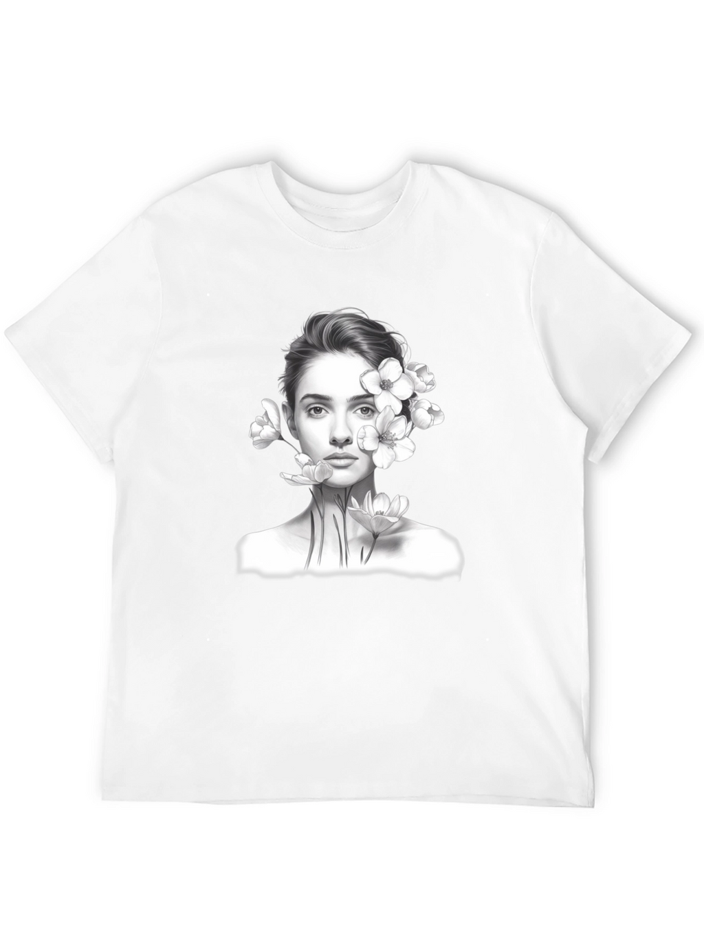 Floral Portrait Graphic Tee - Black