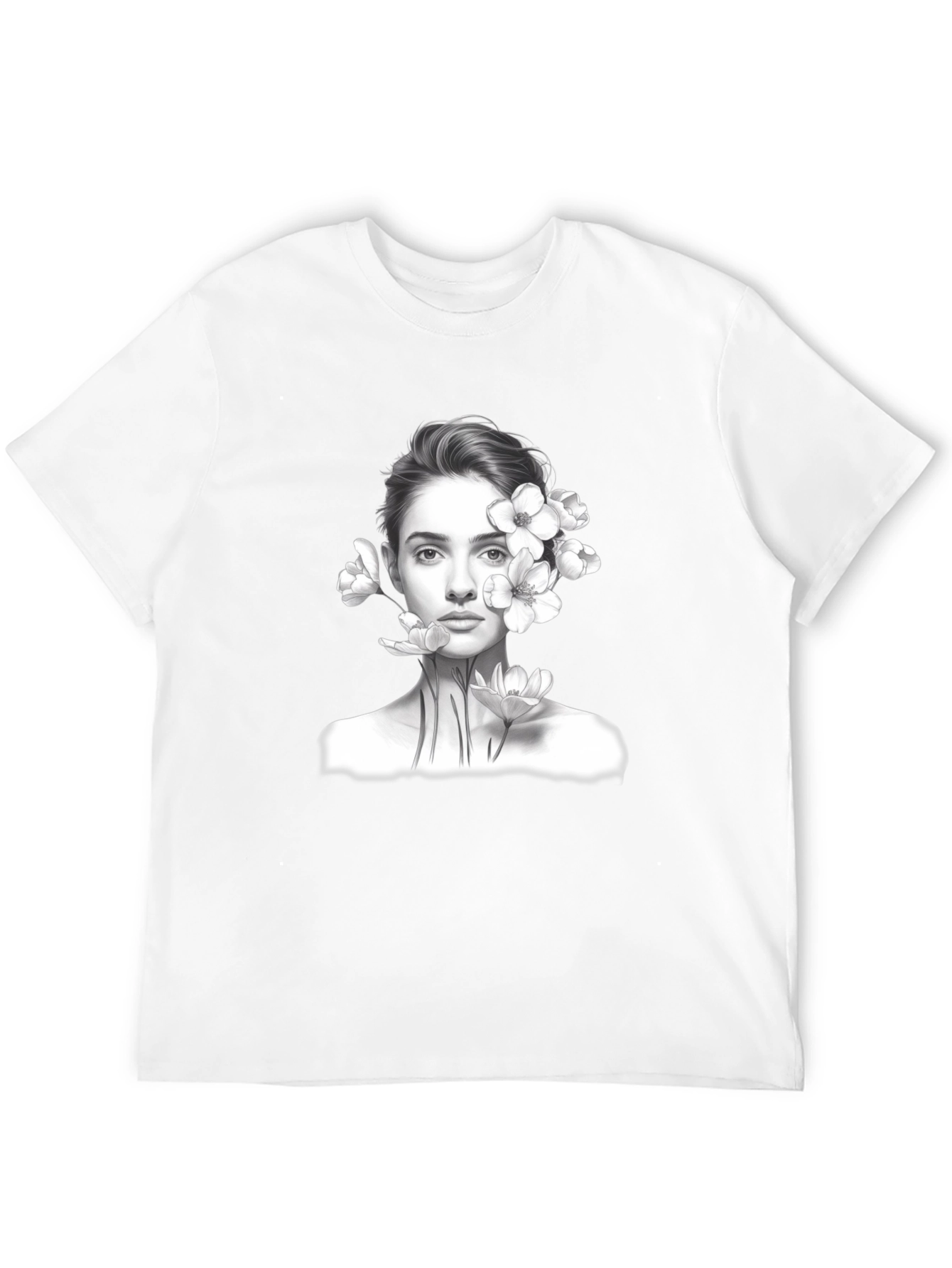Floral Portrait Graphic Tee - Black