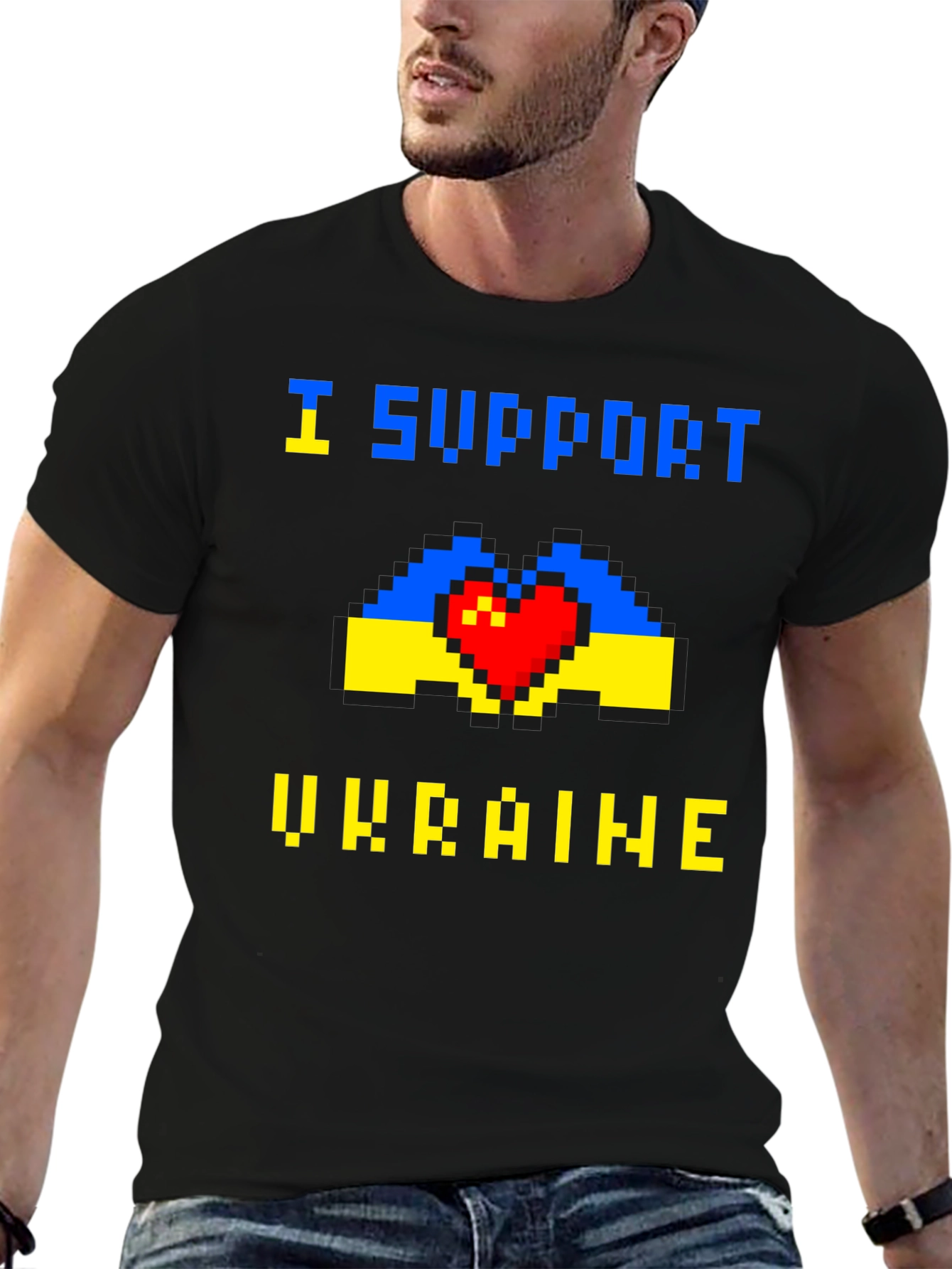 I Support Ukraine Pixel Art T-Shirt