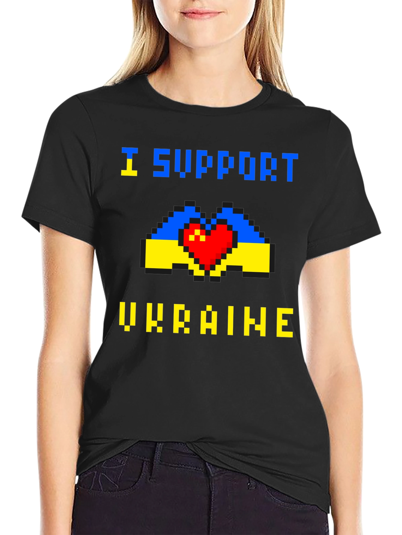 I Support Ukraine Pixel Art T-Shirt