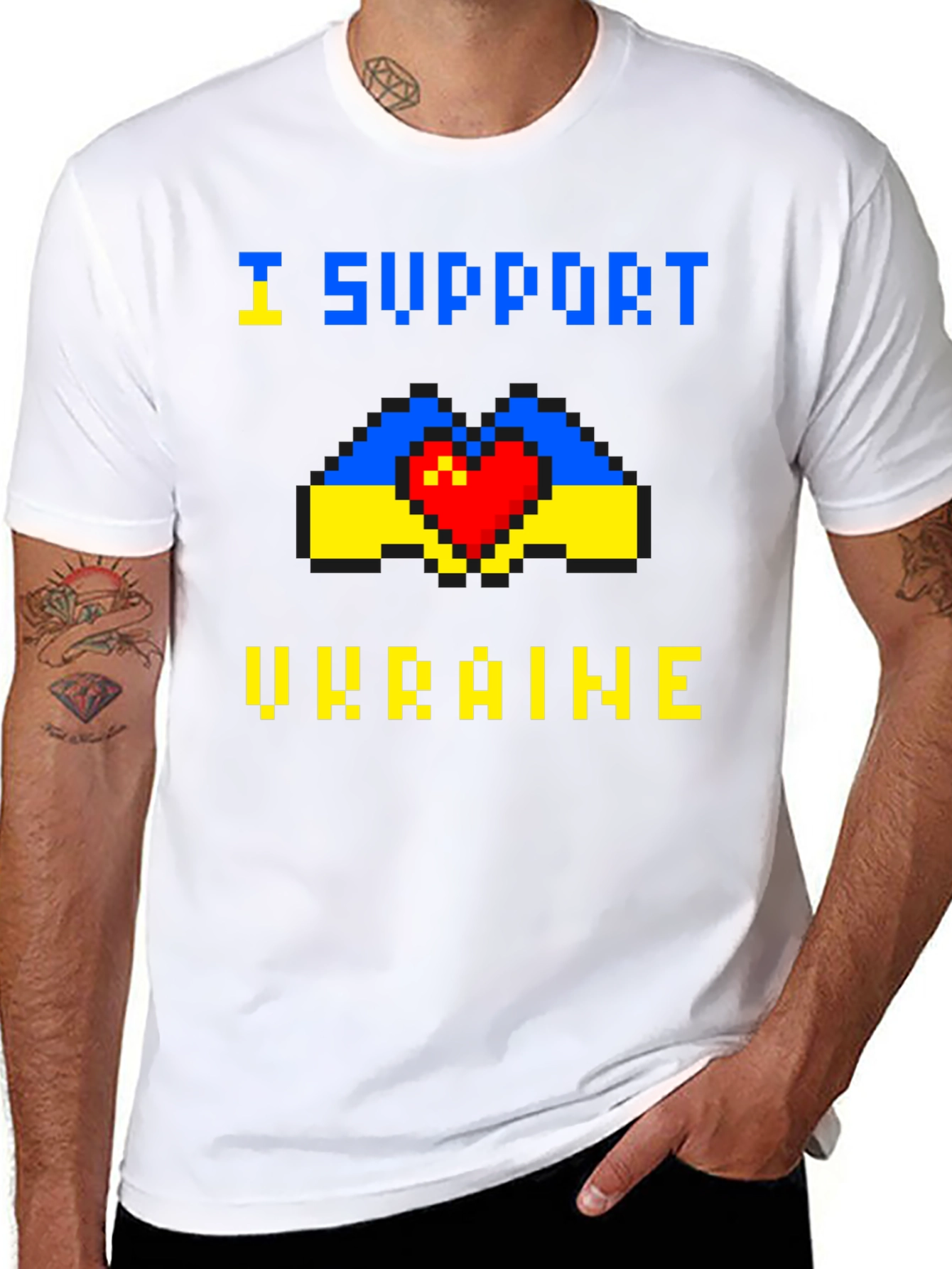 I Support Ukraine Pixel Art T-Shirt