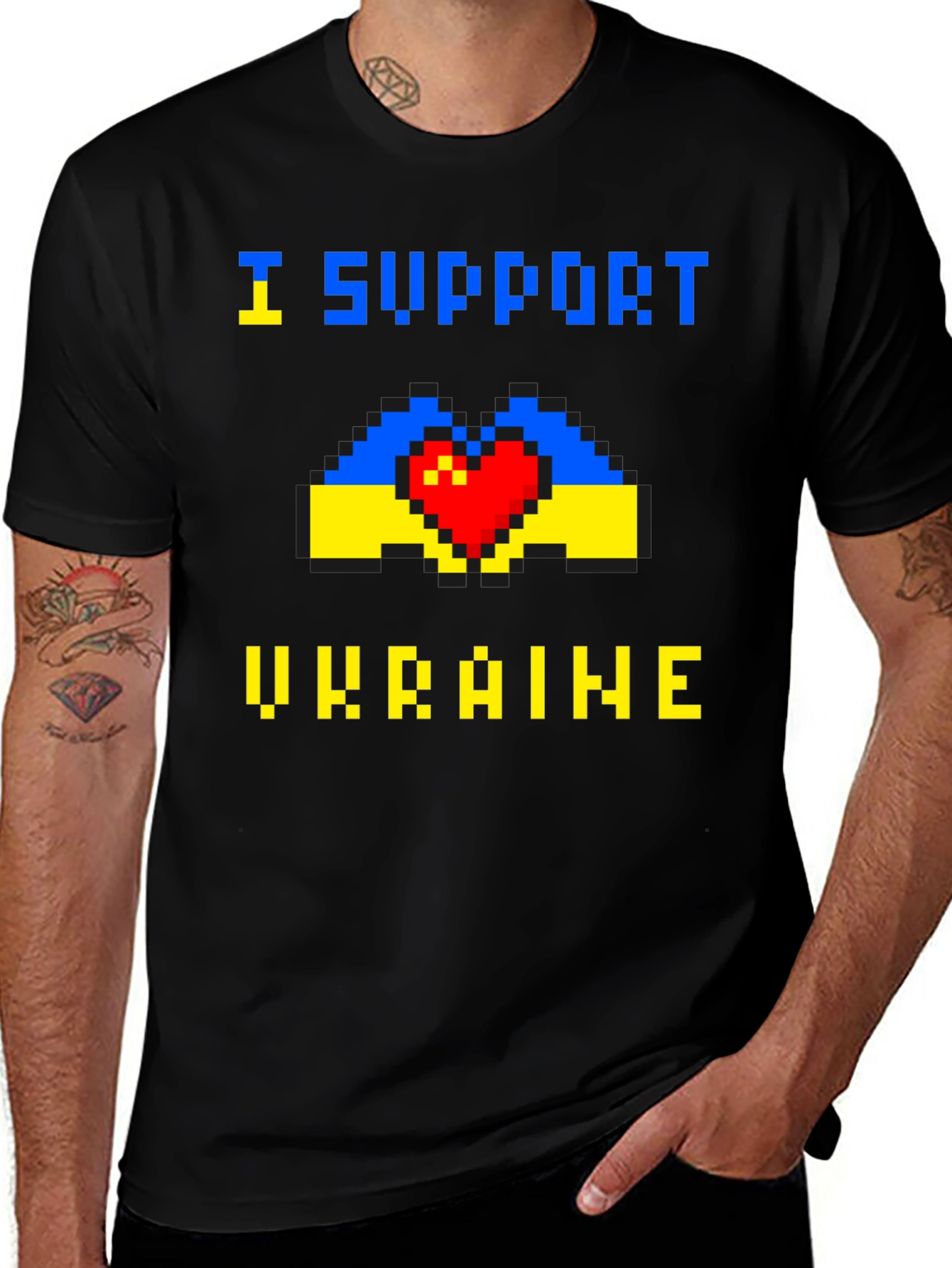 I Support Ukraine Pixel Art T-Shirt