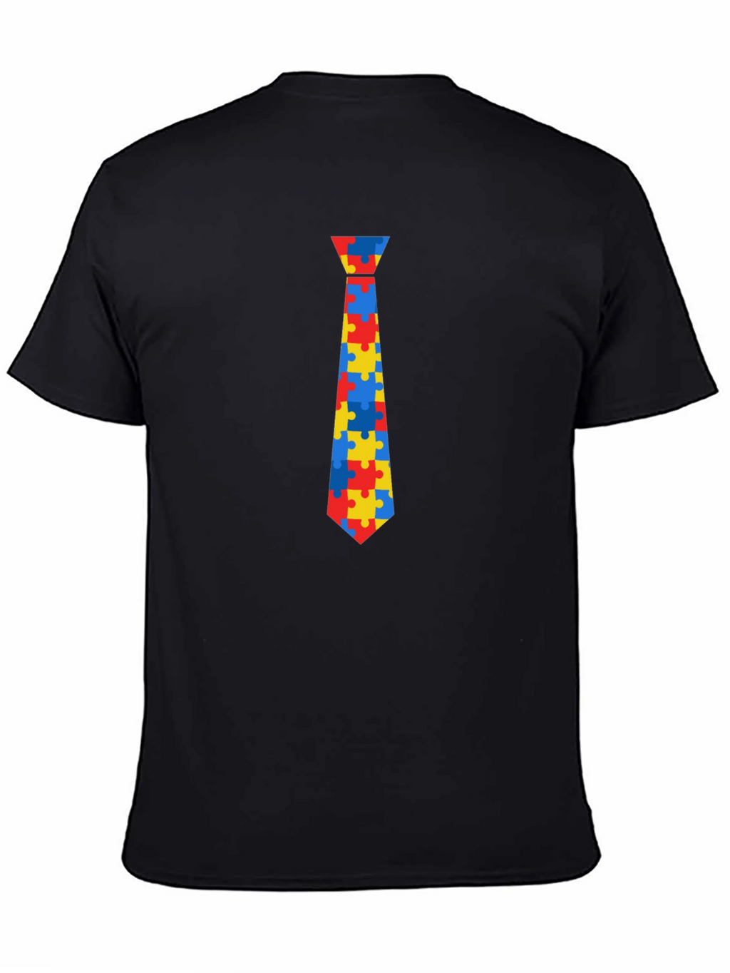 Autism Awareness Puzzle Tie Graphic Tee - Black