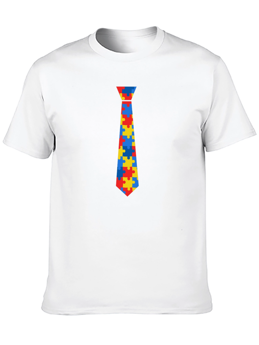 Autism Awareness Puzzle Tie Graphic Tee - Black