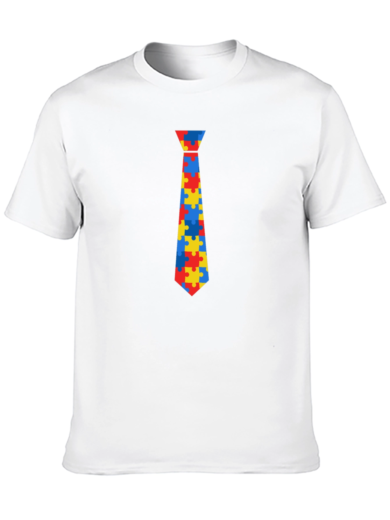 Autism Awareness Puzzle Tie Graphic Tee - Black