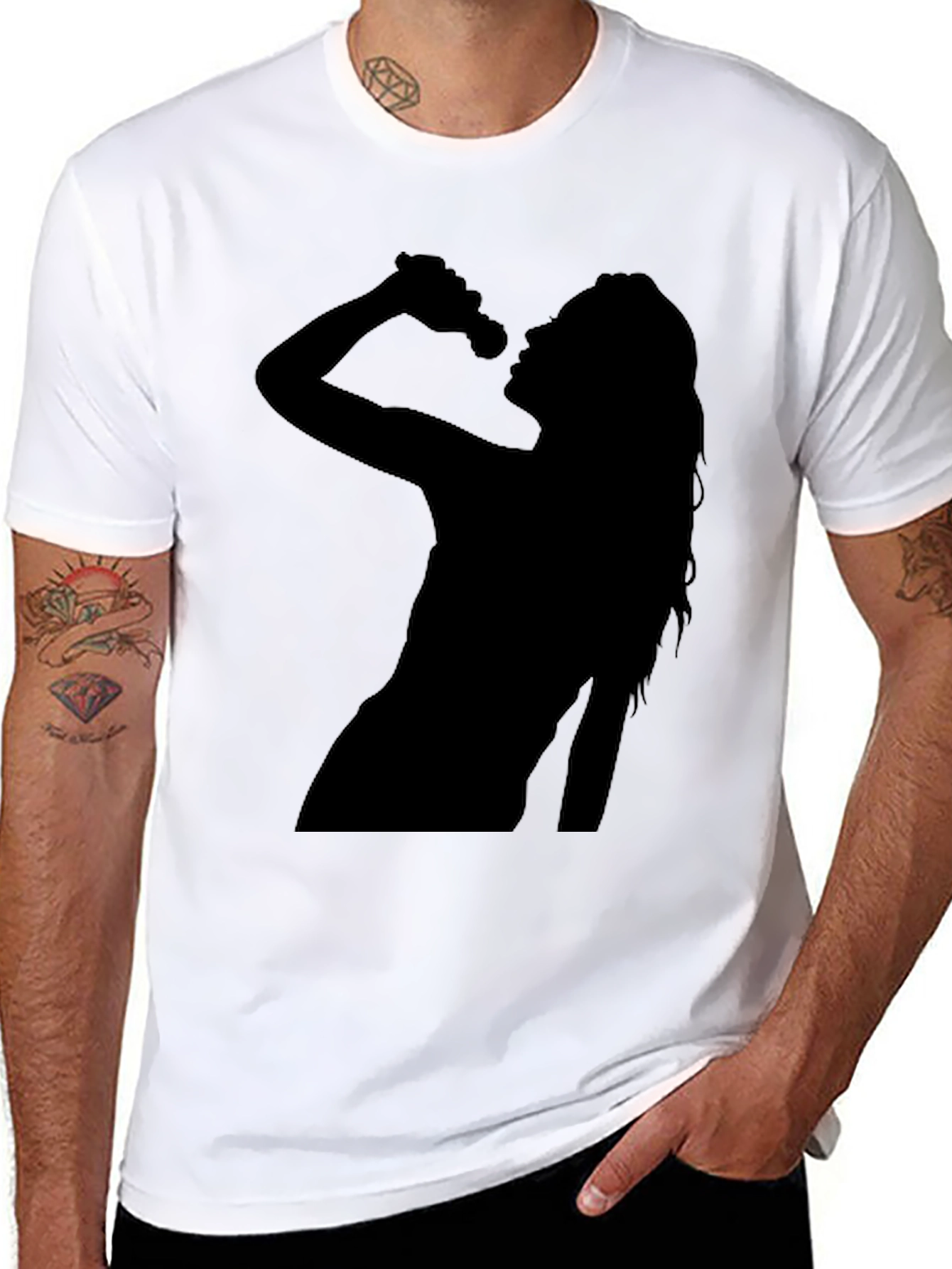 Silhouette Singer Graphic T-Shirt - Casual Black Tee