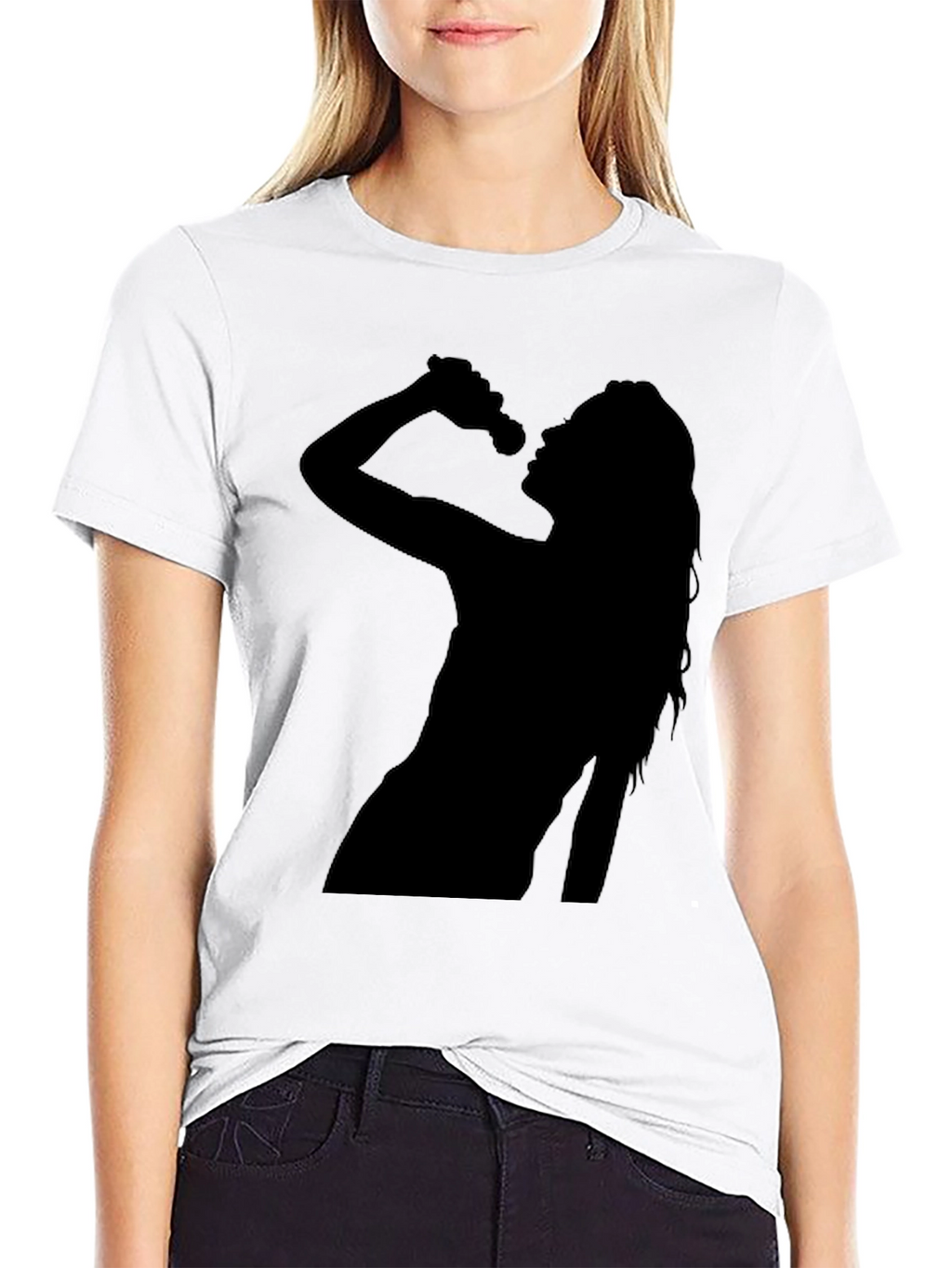 Silhouette Singer Graphic T-Shirt - Casual Black Tee