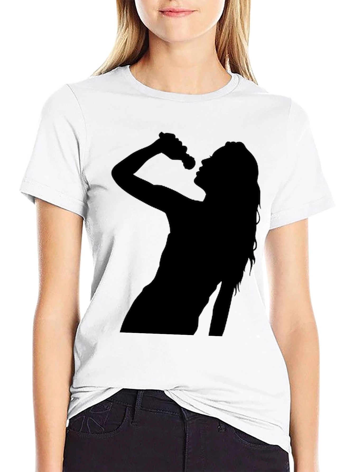 Silhouette Singer Graphic T-Shirt - Casual Black Tee