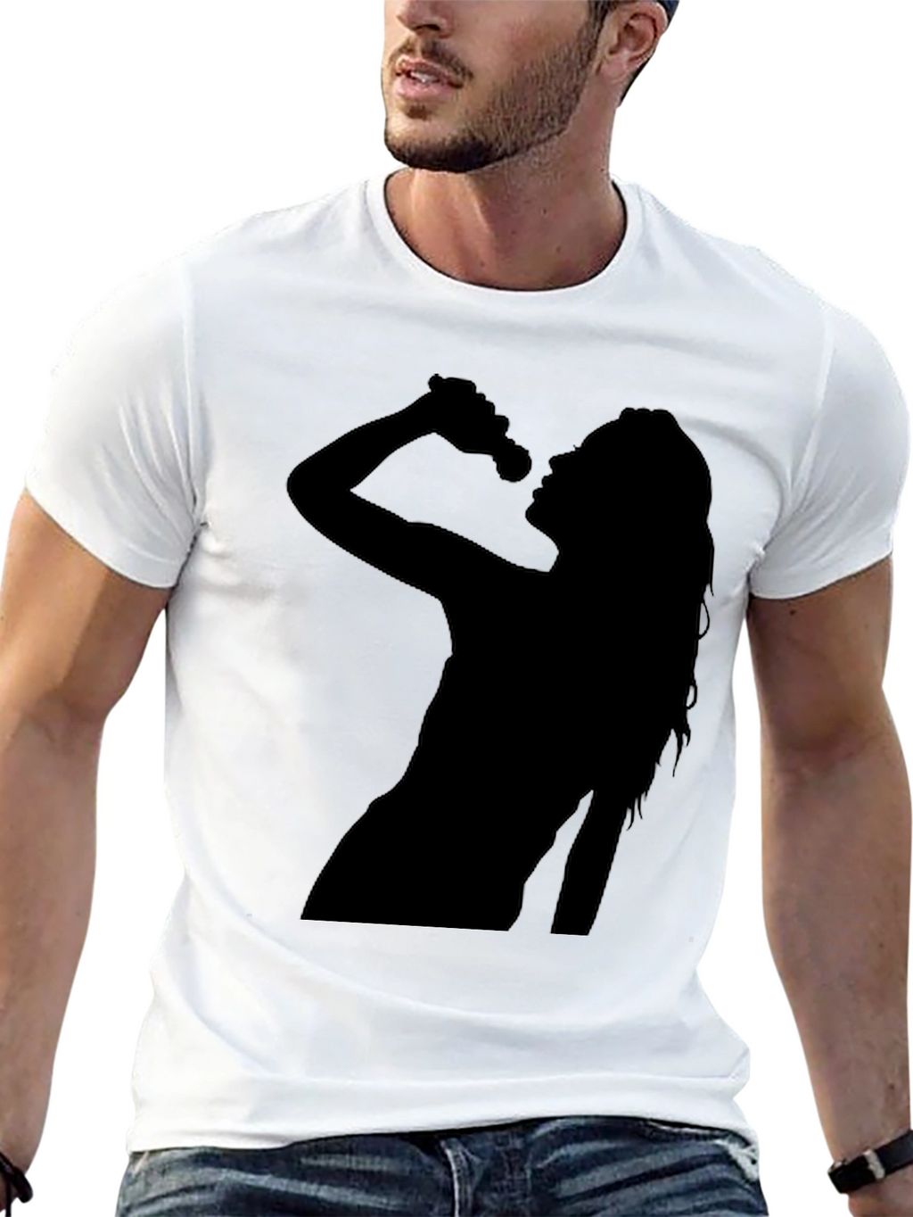 Silhouette Singer Graphic T-Shirt - Casual Black Tee