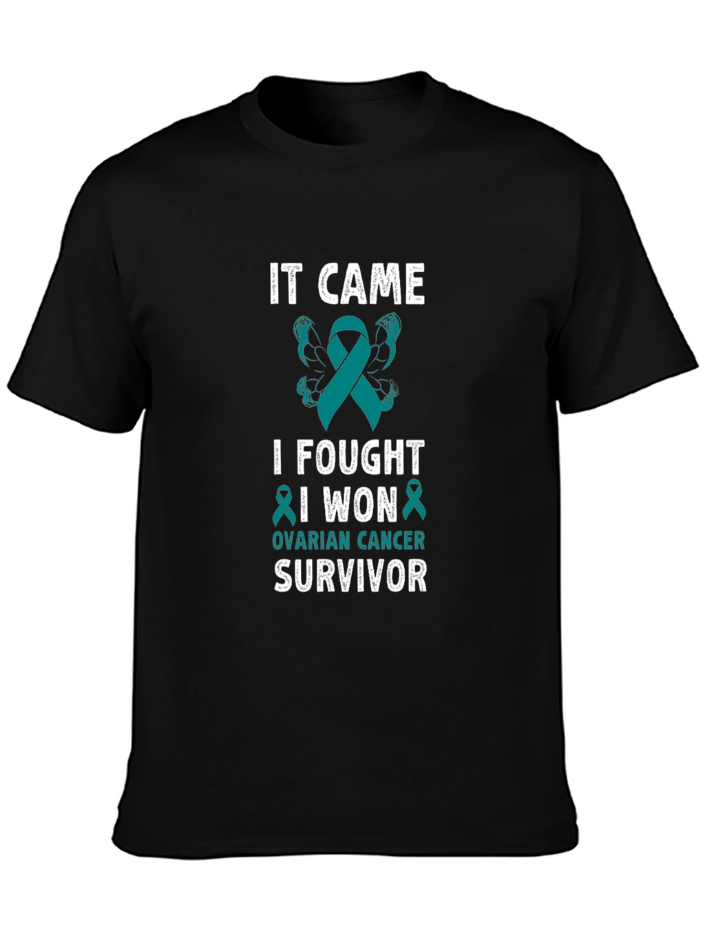 Ovarian Cancer Survivor T-Shirt Teal Ribbon