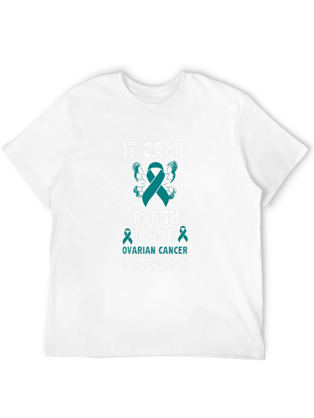 Ovarian Cancer Survivor T-Shirt Teal Ribbon