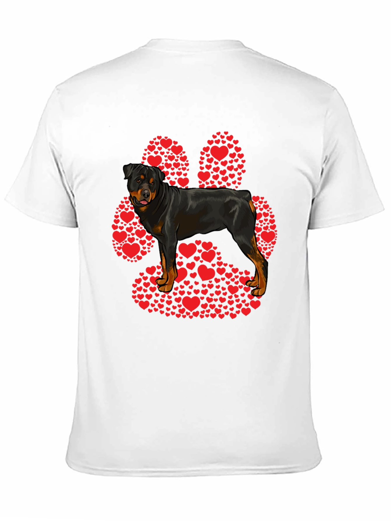 Rottweiler Paw Print Heart T-Shirt - Dog Lover Tee