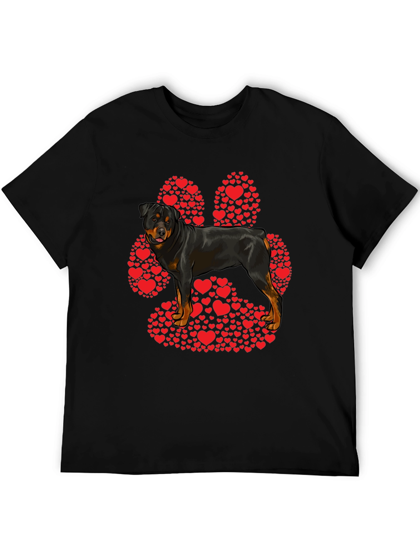 Rottweiler Paw Print Heart T-Shirt - Dog Lover Tee