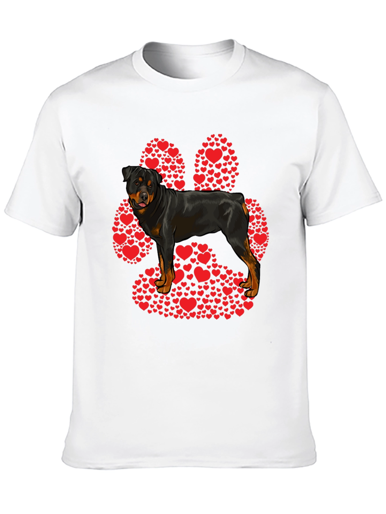 Rottweiler Paw Print Heart T-Shirt - Dog Lover Tee