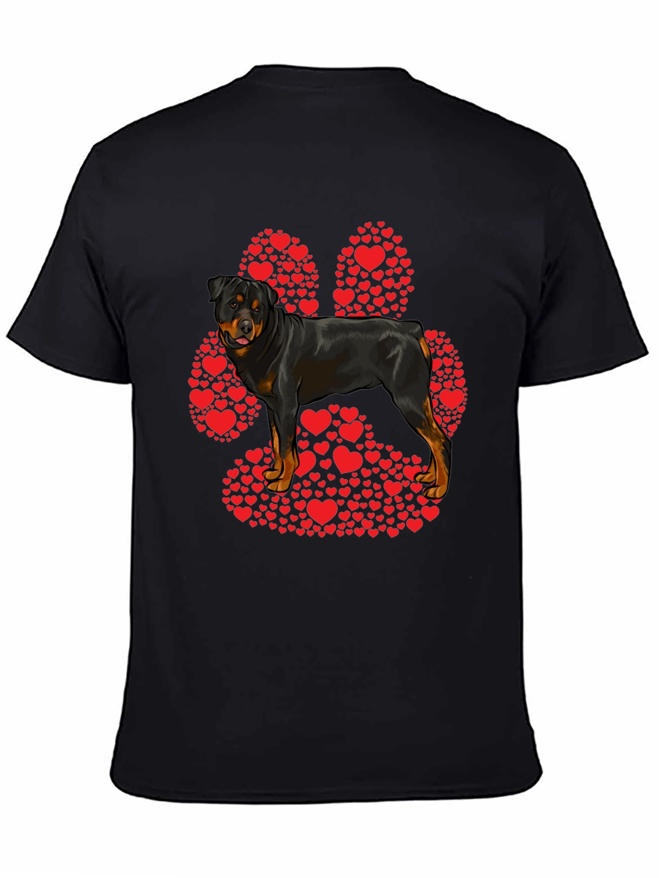 Rottweiler Paw Print Heart T-Shirt - Dog Lover Tee
