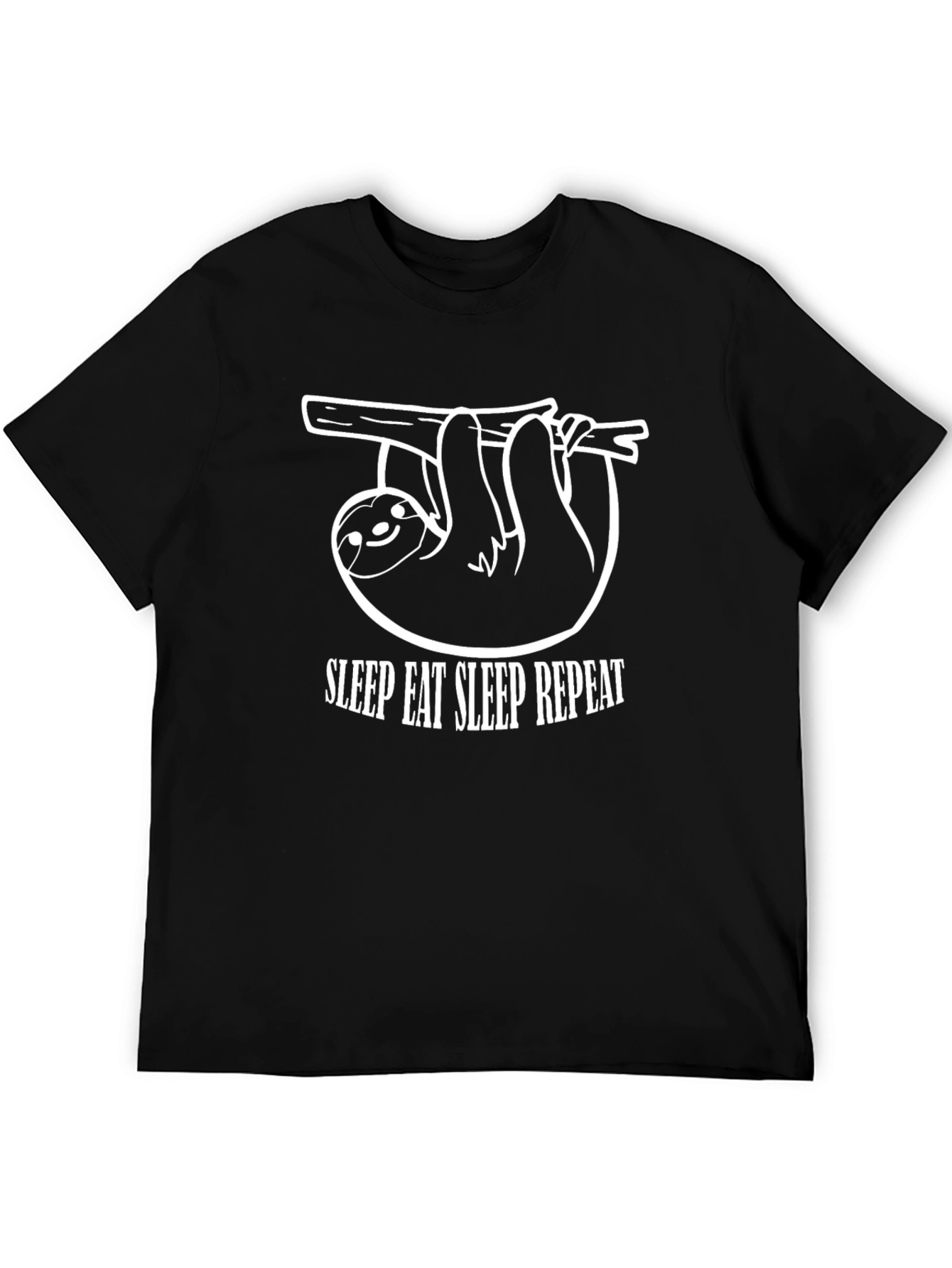 Sleep Eat Repeat Sloth Graphic Tee - Black
