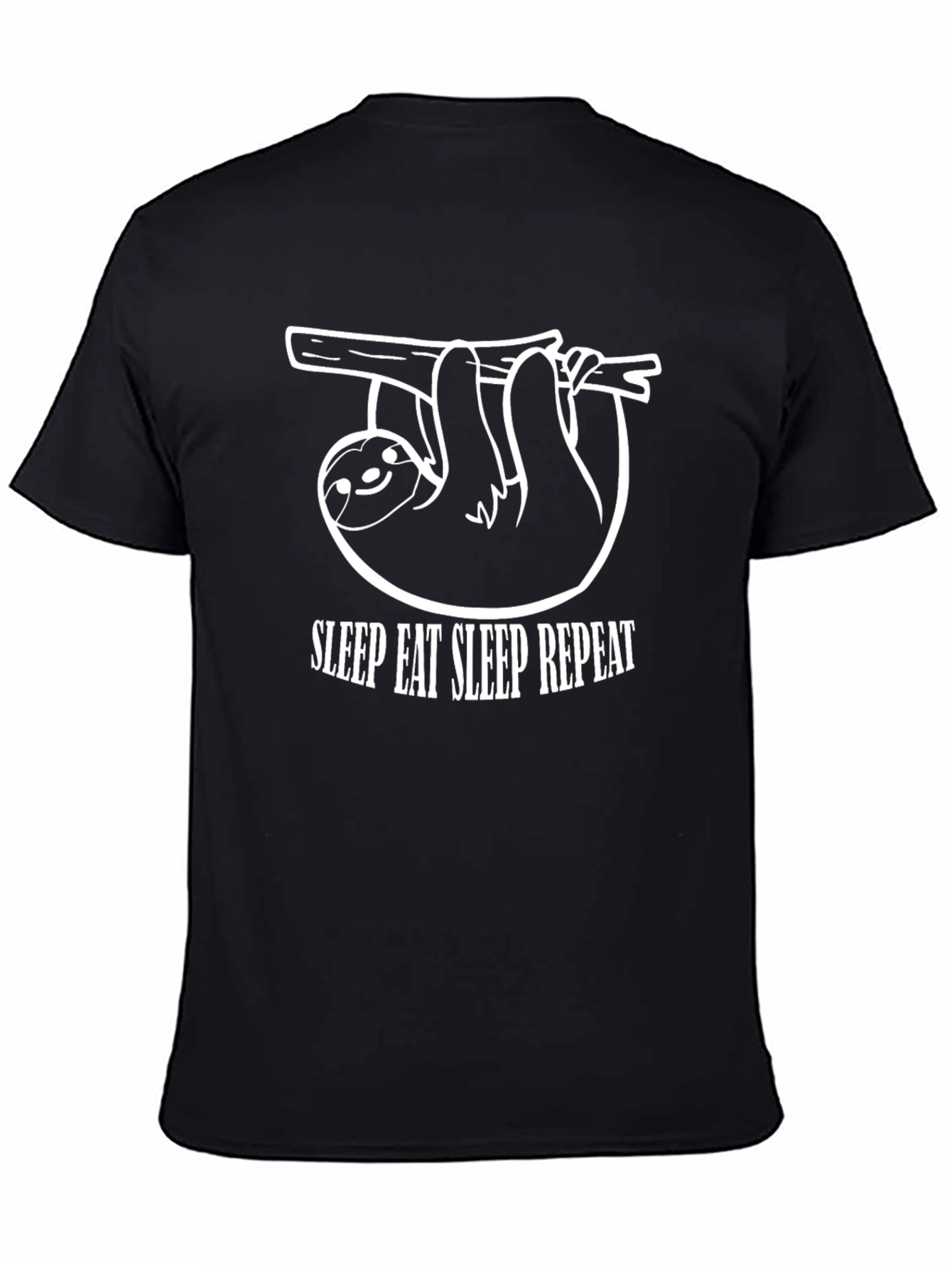Sleep Eat Repeat Sloth Graphic Tee - Black